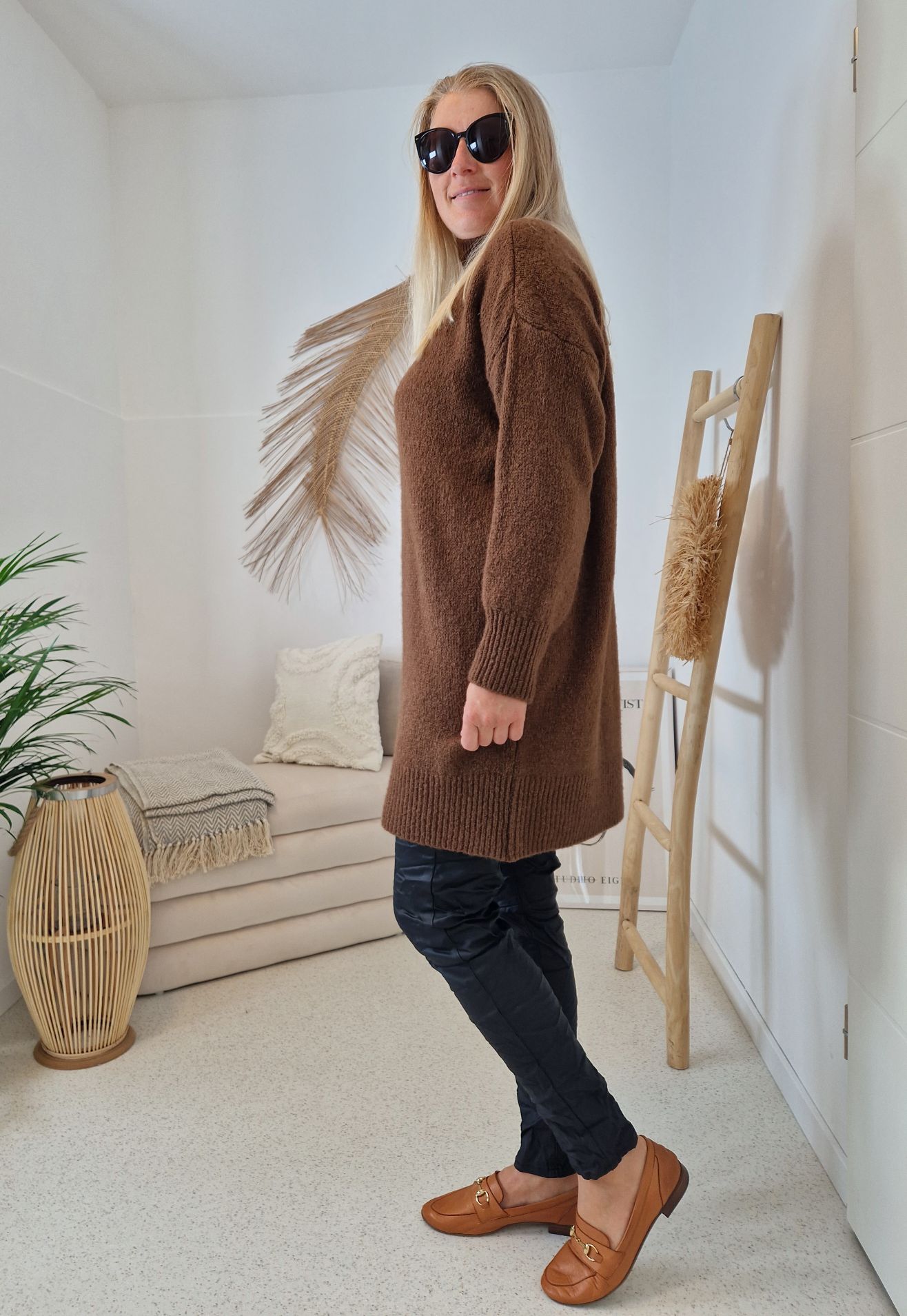 LONG KNIT SWEATER LUDOVIKA BRAUN Strick Pullover Kleid Made in Italy 34-42/44 LONG KNIT SWEATER LUDOVIKA BRAUN Strick Pullover Kleid Made in Italy 34-42/44