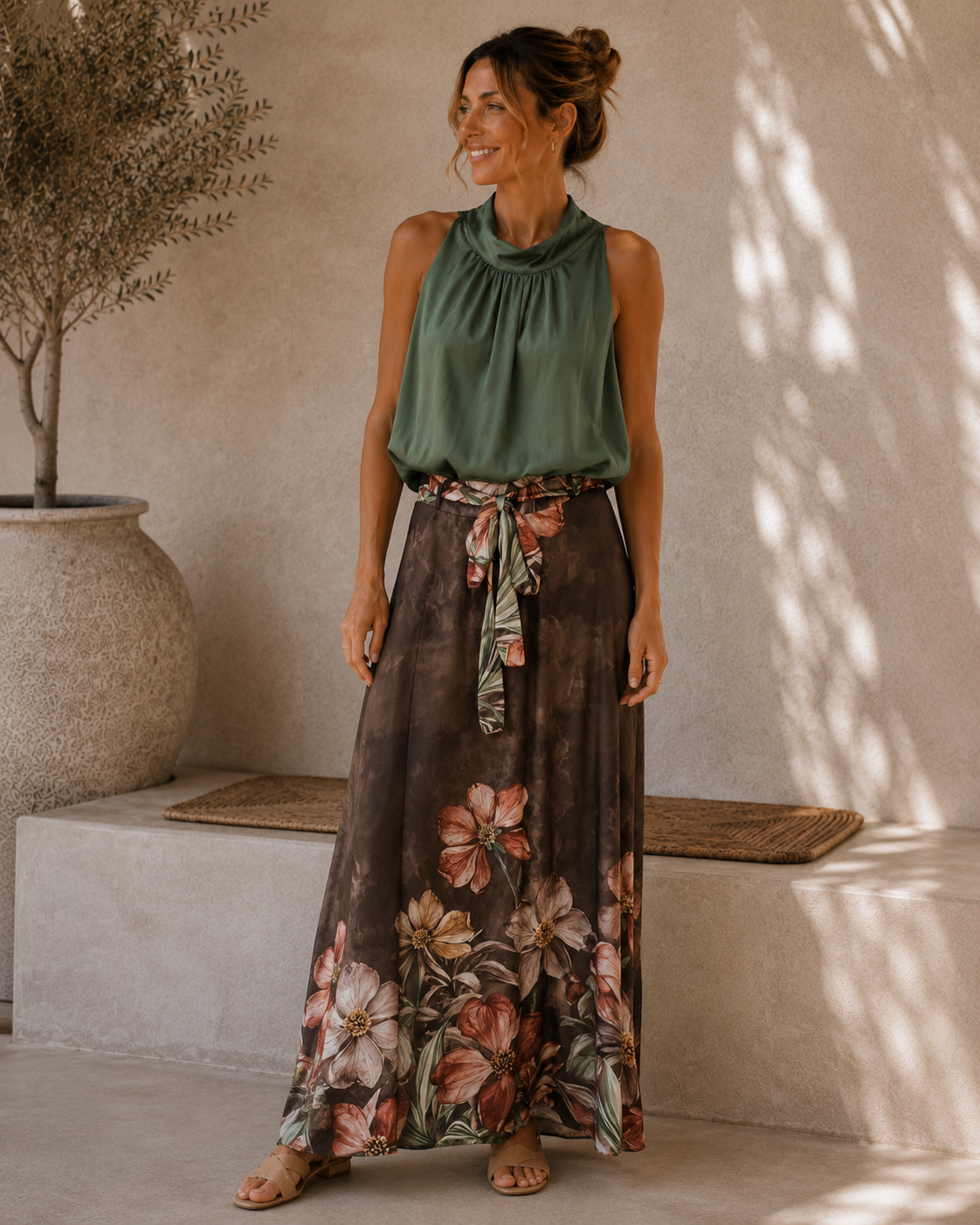 Top Bluse Mariona Uni Bindung im Nacken Made in Italy 34-40/42