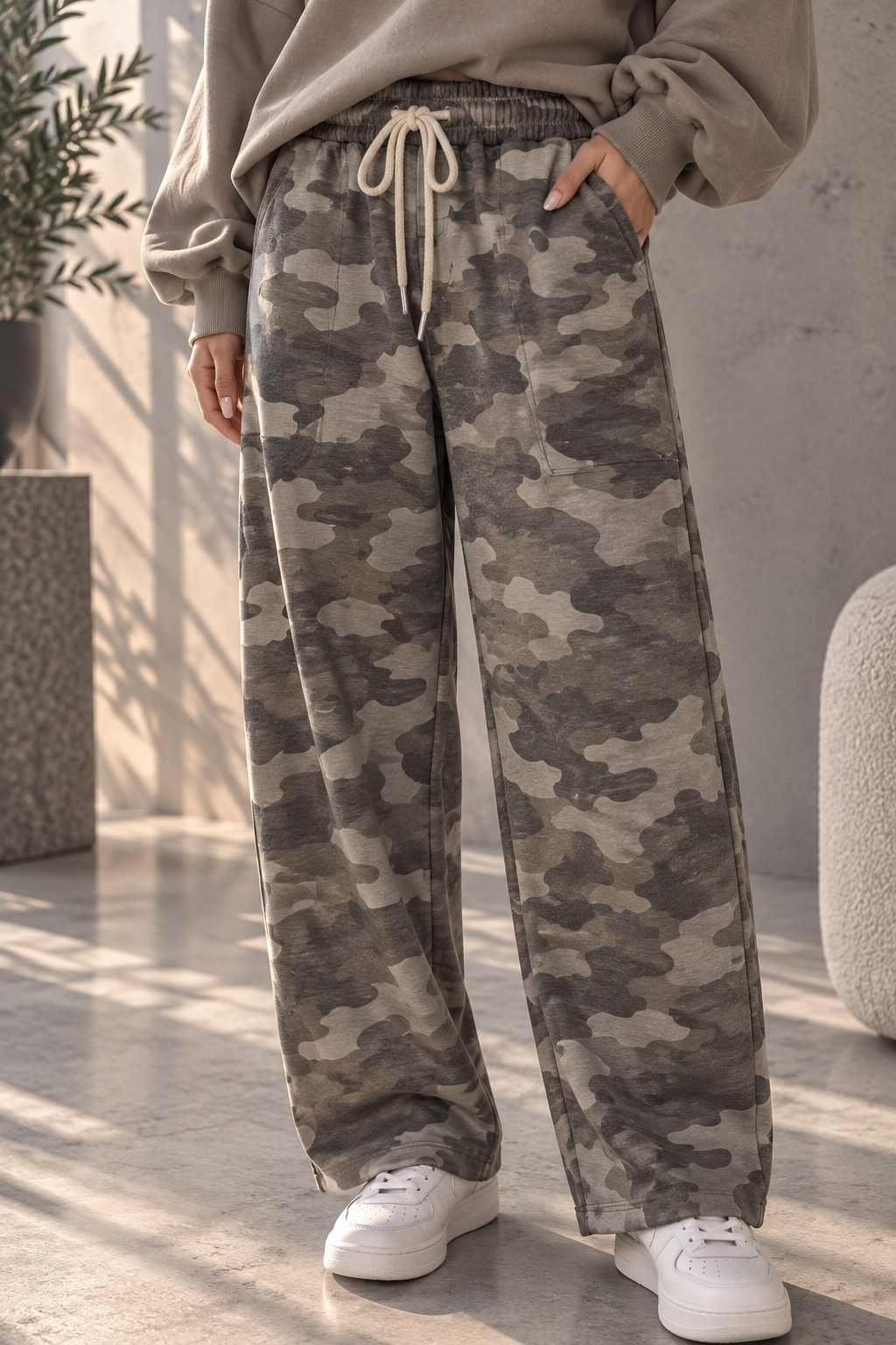 Ballon-Jogpant Amaris CAMOULFAGE HO0124 – lässige Basic Pants für jeden Tag Made in Italy 34-42/44