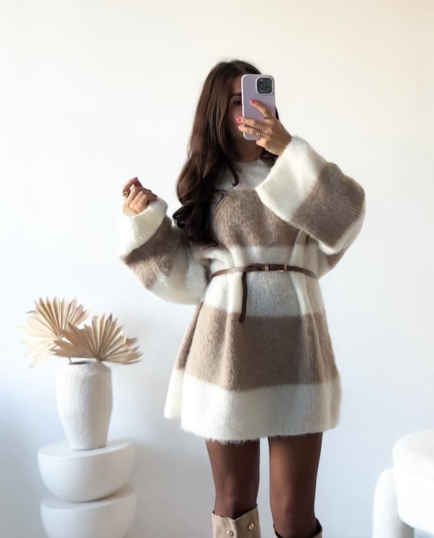 COZY KNIT SWEATER CIAM STRIPES LANG / OVERSIZE 34 - 46 Strick Pullover, Strick-Kleid Made in Italy