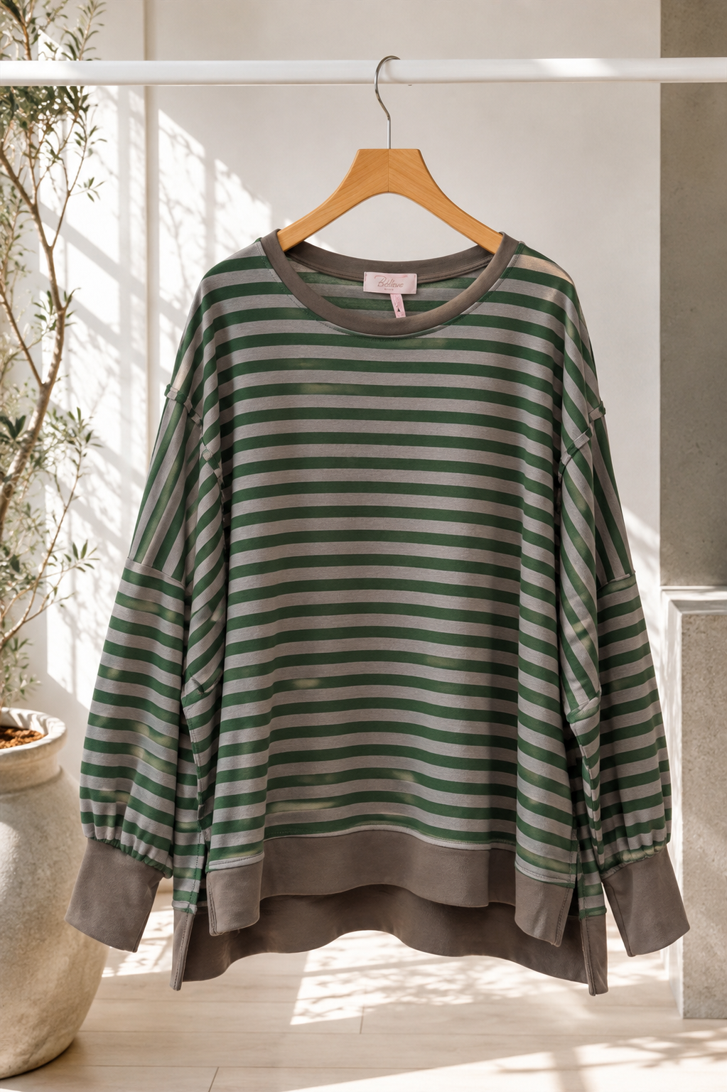 Sweater Charly mit Raw-Cut Details Stripes Made in Italy 34-44/46