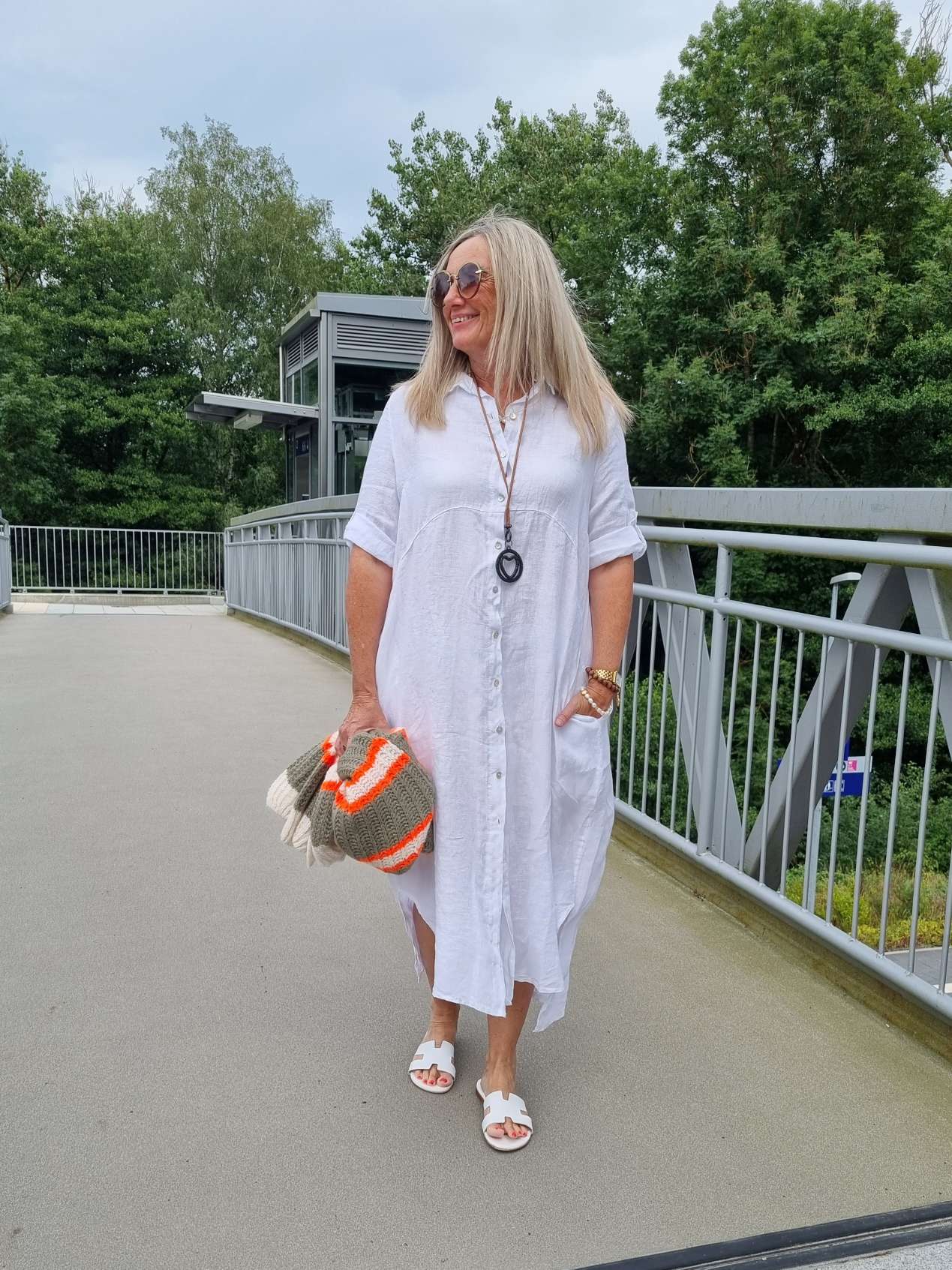 LINEN DESS WILMA WEISS 34-42 Made in Italy Leinen Kleid Long Bluse Mantel LINEN DESS WILMA WEISS 34-42 Made in Italy Leinen Kleid Long Bluse Mantel