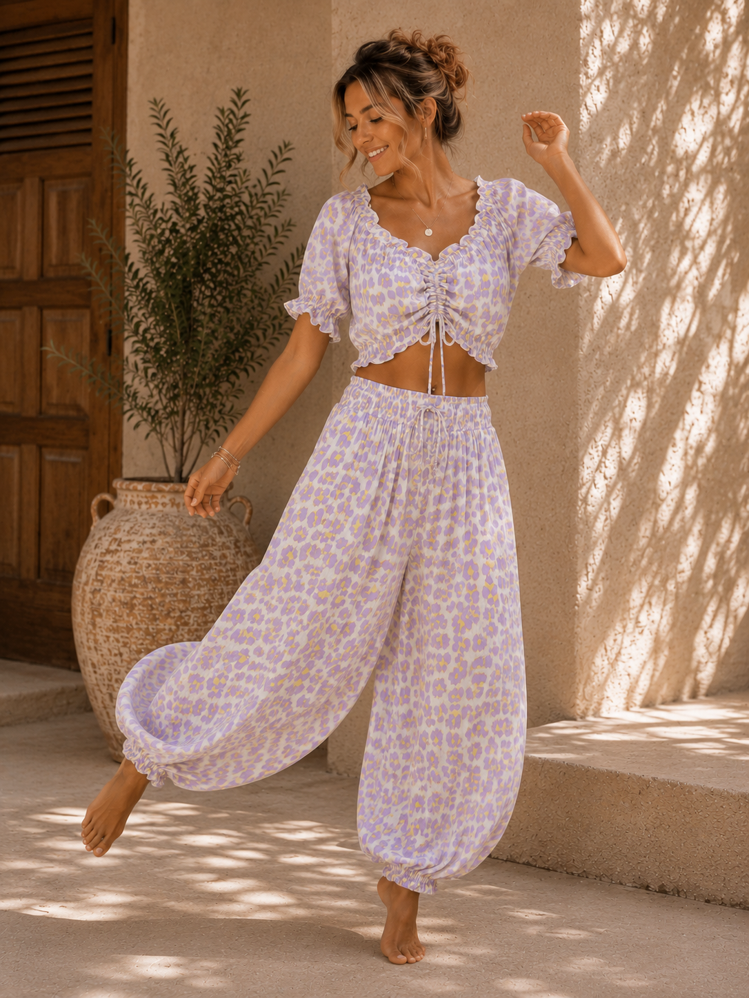 Bluse Cropped Musselin Savanna Leo Made in Italy 34-40/42