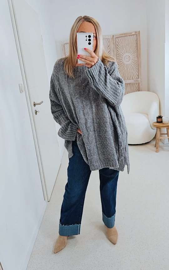 STRICKPULLOVER ZOPFMUSTER TARA Oversize Pullover Made in Italy 36 - 48/50 STRICKPULLOVER ZOPFMUSTER TARA Oversize Pullover Made in Italy 36 - 48/50