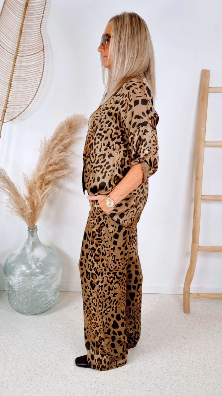 EDLE HOSE MORENA LEO BEIGE Hose Viskose Made in Italy Sommerhose 34-40 EDLE HOSE MORENA LEO BEIGE Hose Viskose Made in Italy Sommerhose 34-40