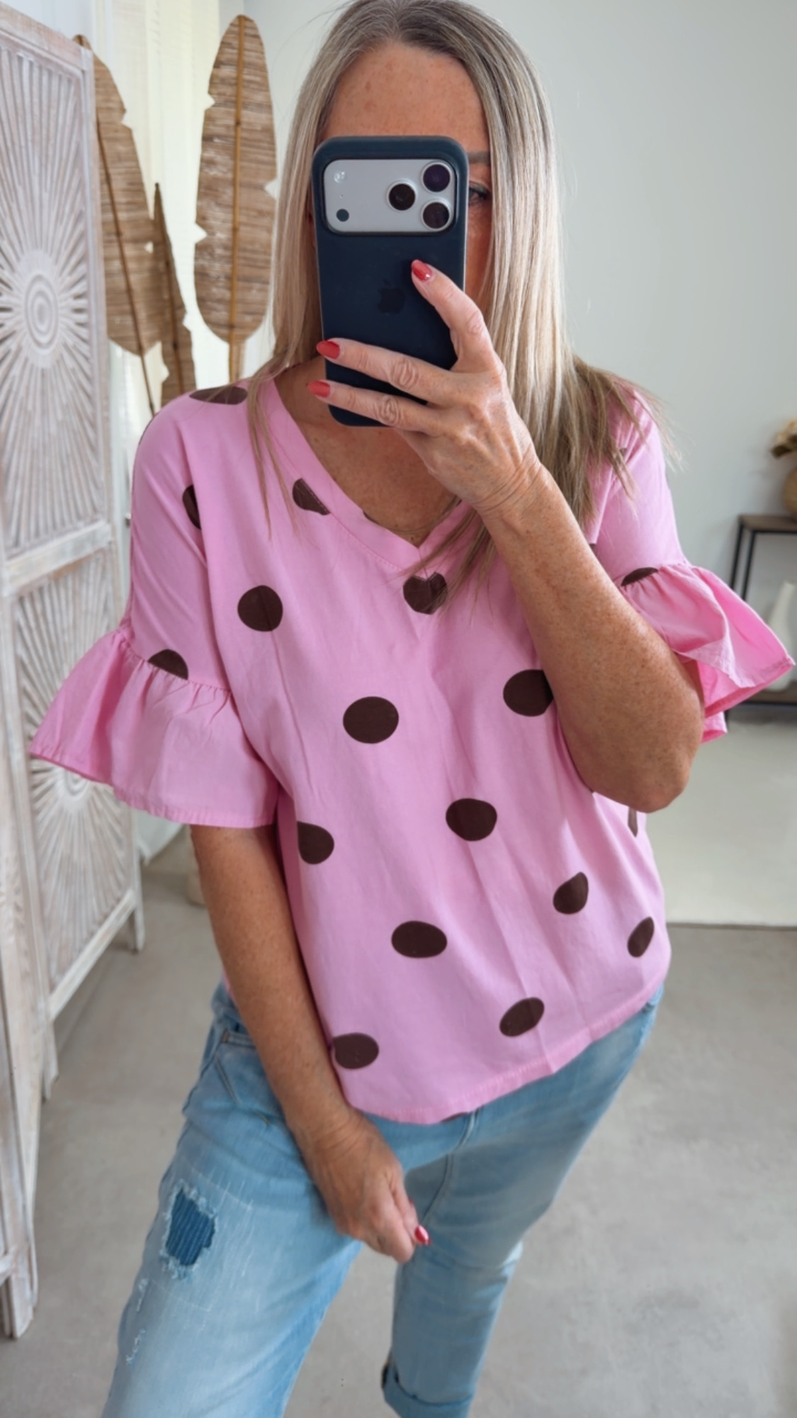 Polka Dots-Shirt „Bellagio“ – Made in Italy 🌸 Größe 34 bis 40/42