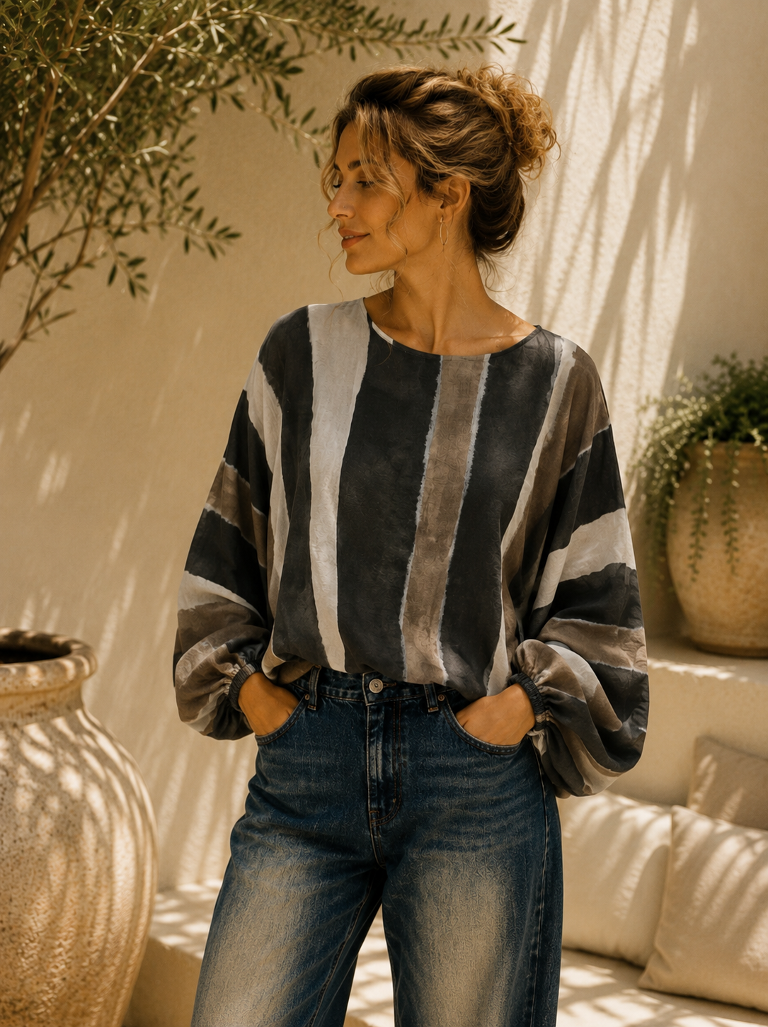 Fledermaus-Shirt „Sevilla“ – Herbstliebe in Tencel Bluse Made in Italy 34-44