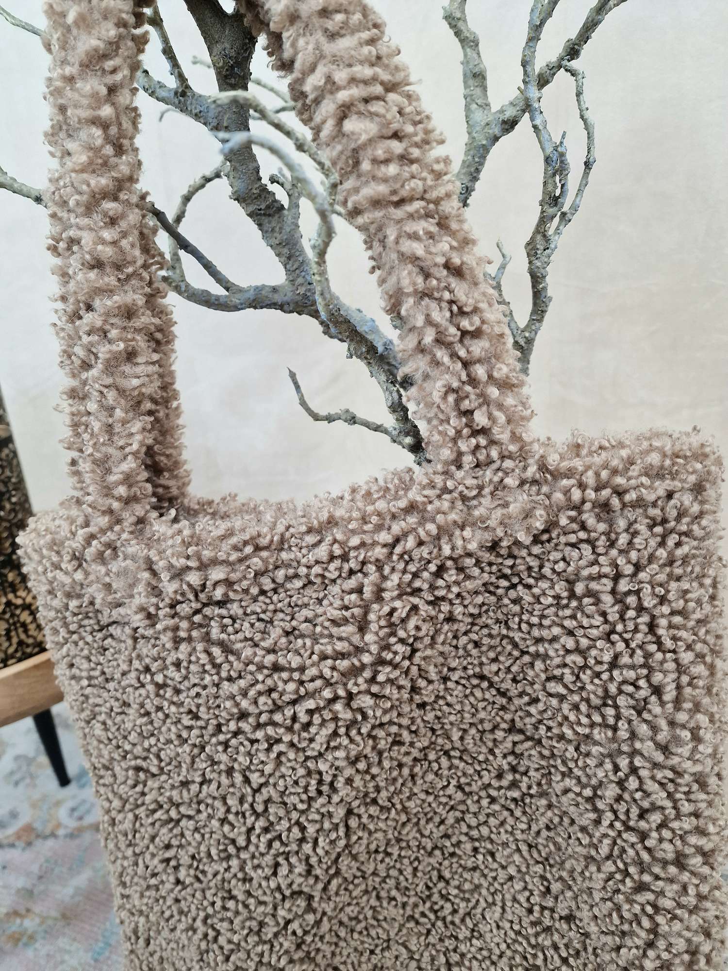 TEDDY FELL SHOPPER MADDIE TAUPE flauschige Shopping Bag Tasche Made in Italy TEDDY FELL SHOPPER MADDIE TAUPE flauschige Shopping Bag Tasche Made in Italy