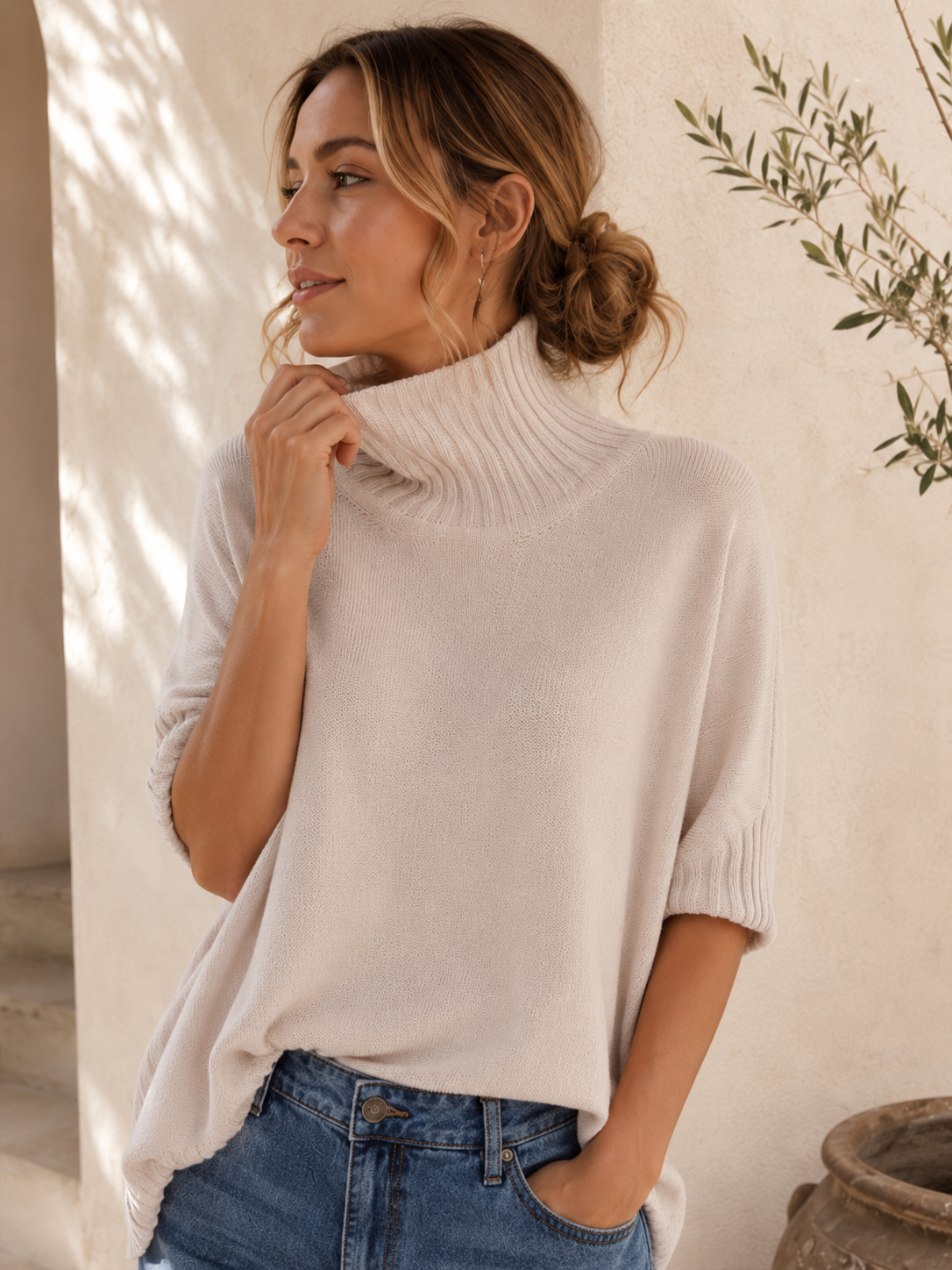 Strickpullover mit Stehkragen & Rippenstrick I NO. SP0017 I Made in Italy 34-42/44