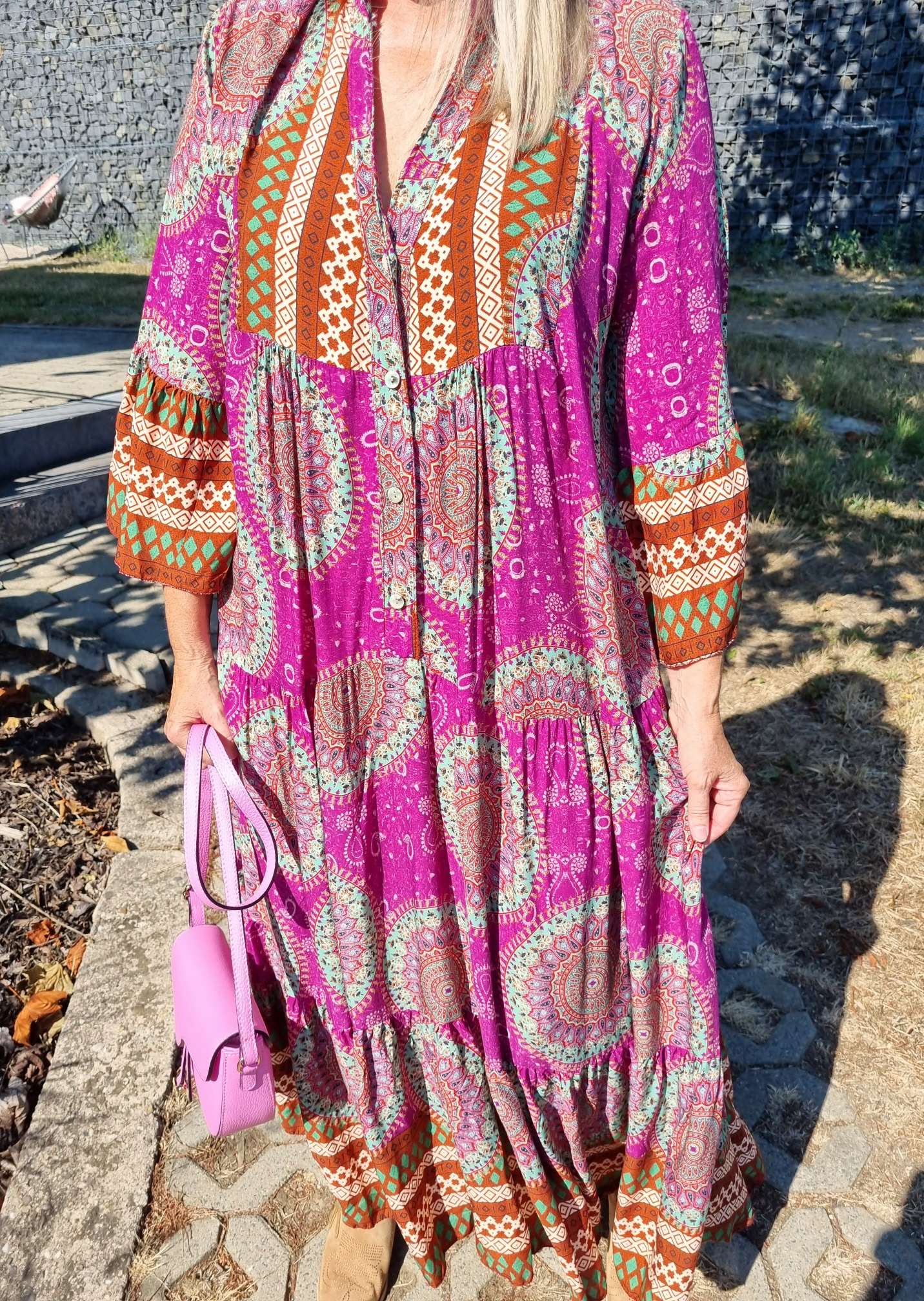 MAXI TUNIKA DRESS MICAELA PINK 34-42 Made in Italy langes Kleid Hängerchen Tunikakleid MAXI TUNIKA DRESS MICAELA PINK 34-42 Made in Italy langes Kleid Hängerchen Tunikakleid
