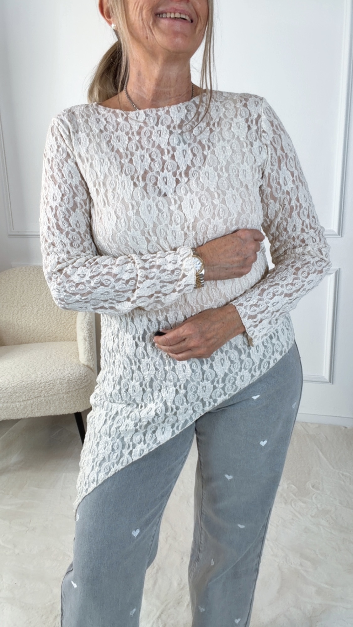 SPITZENTOP ASTRID  ASYMMETRISCH Made in Italy 34 - 40