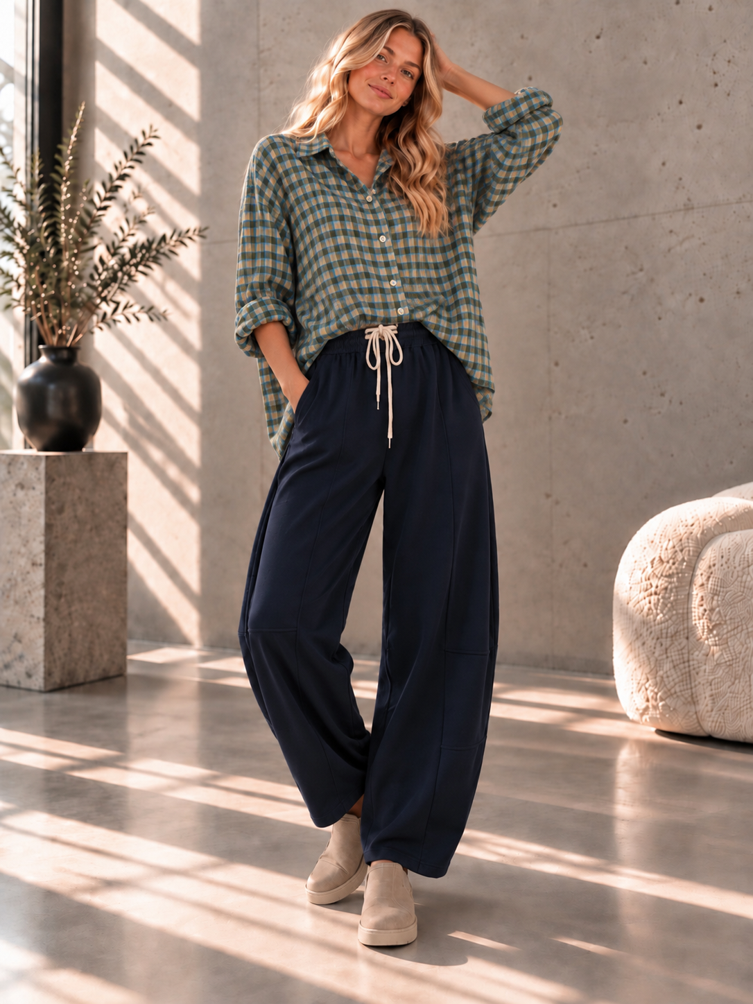 Oversize-Karo-Bluse BL0105 – Made in Italy Gr. 34-44 Karo kariert