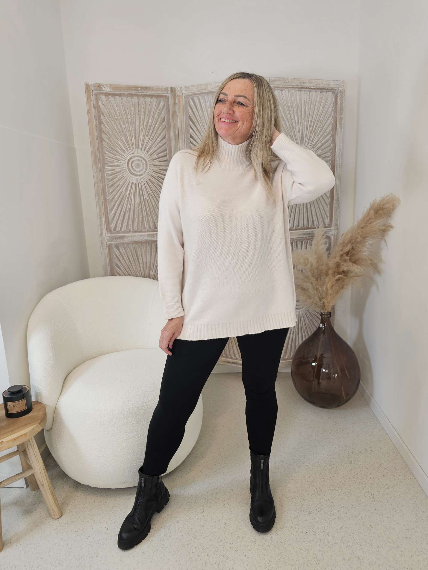 LIGHT KNIT SWEATER ALISON Stehkragen Oversize 34- 42 Made in Italy Pullover LIGHT KNIT SWEATER ALISON Stehkragen Oversize 34- 42 Made in Italy Pullover