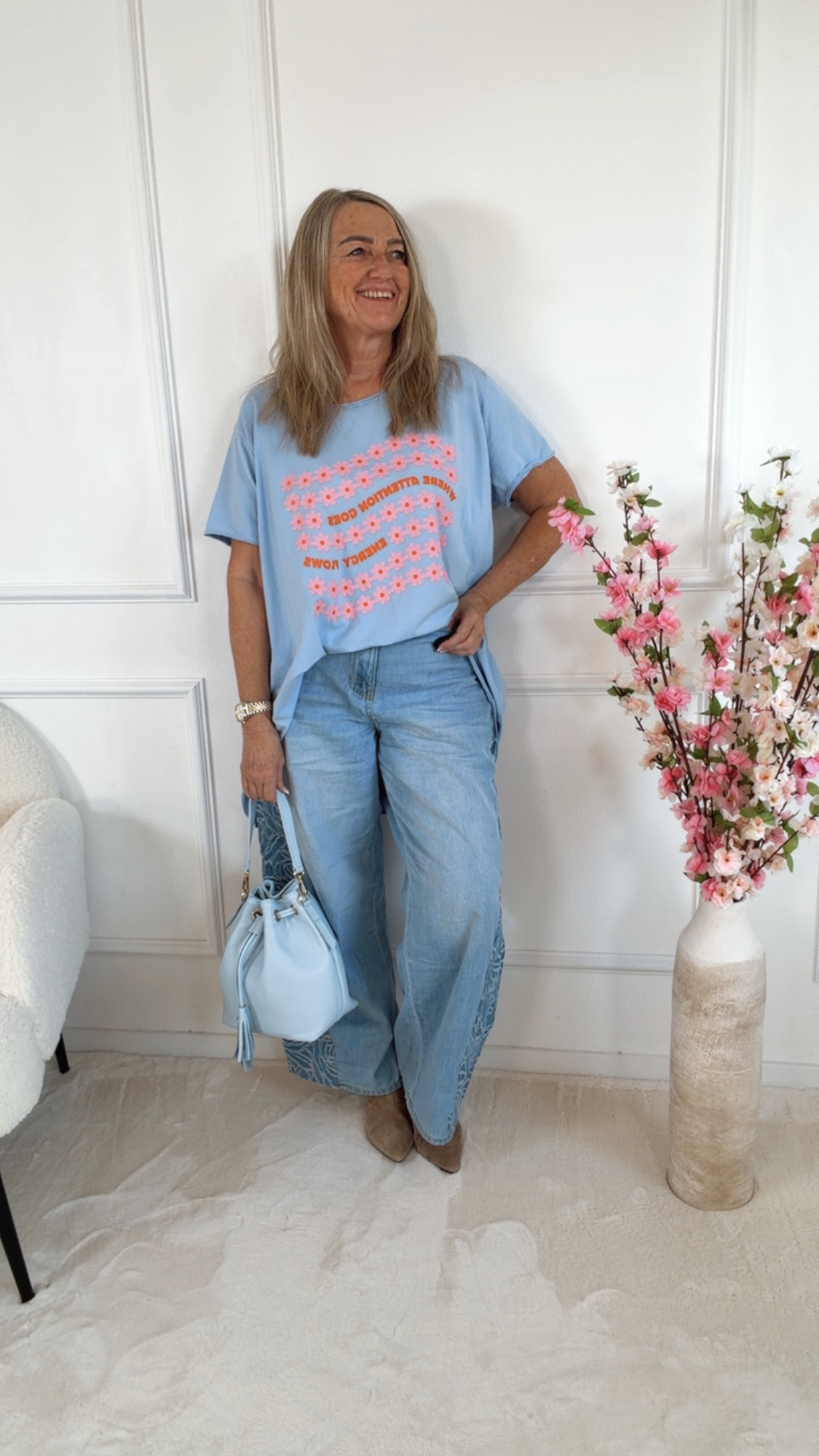 LÄSSIGE WEITE JEANS ROSALINDA SW1935 Italy Style Größenartikel