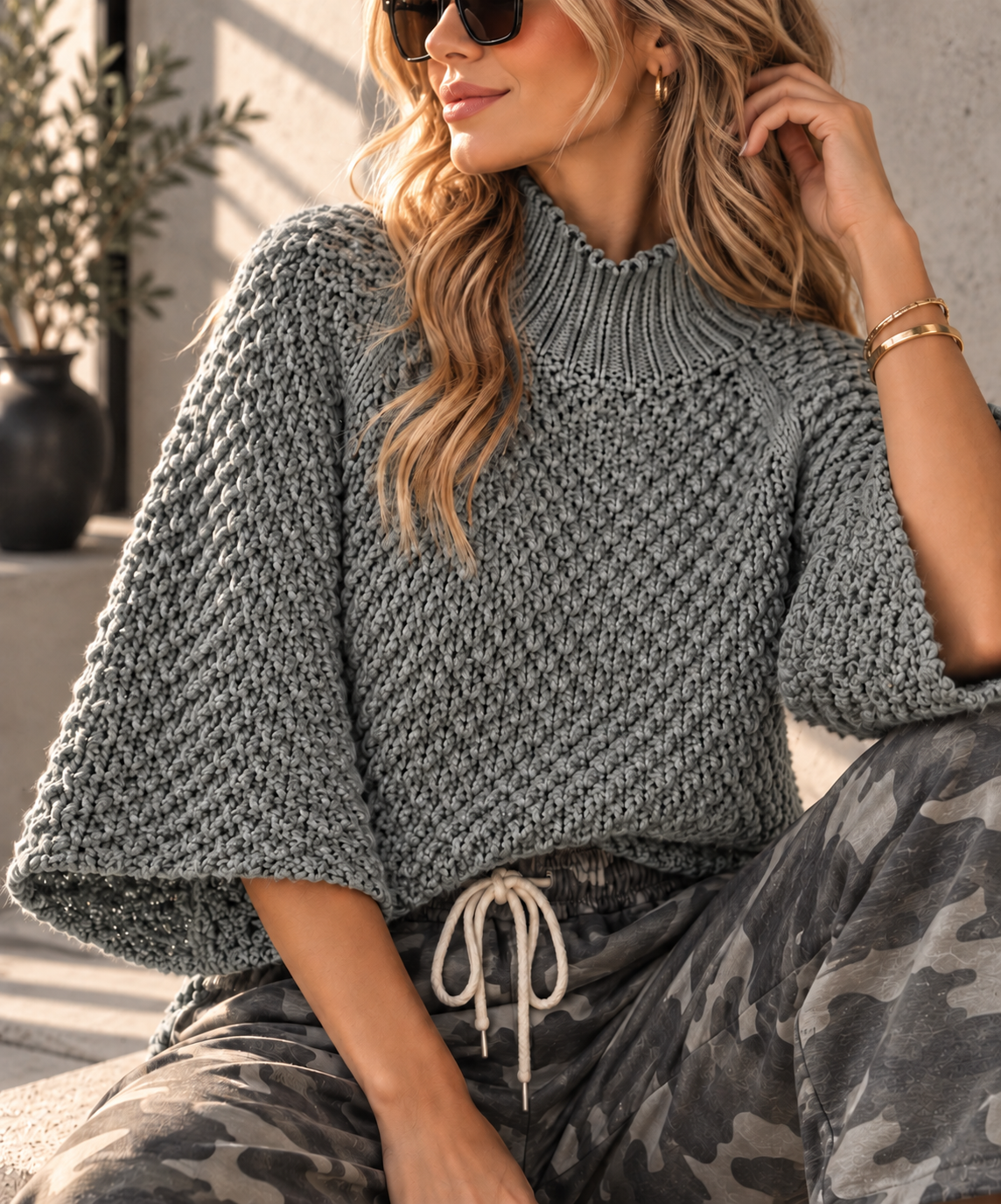 Strickpullover mit Stehkragen I SP0153 I 34-40/42 I Made in Italy