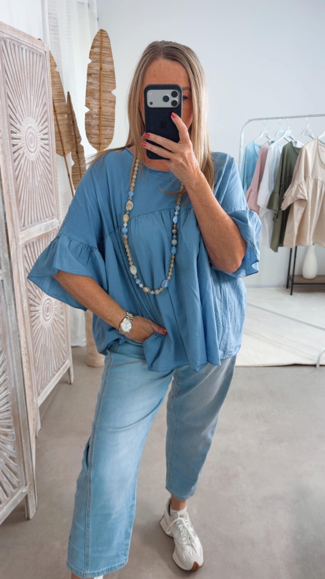 Basic-T-Shirt Velina Tulpenärmel Made in Italy 34-44 Bluse
