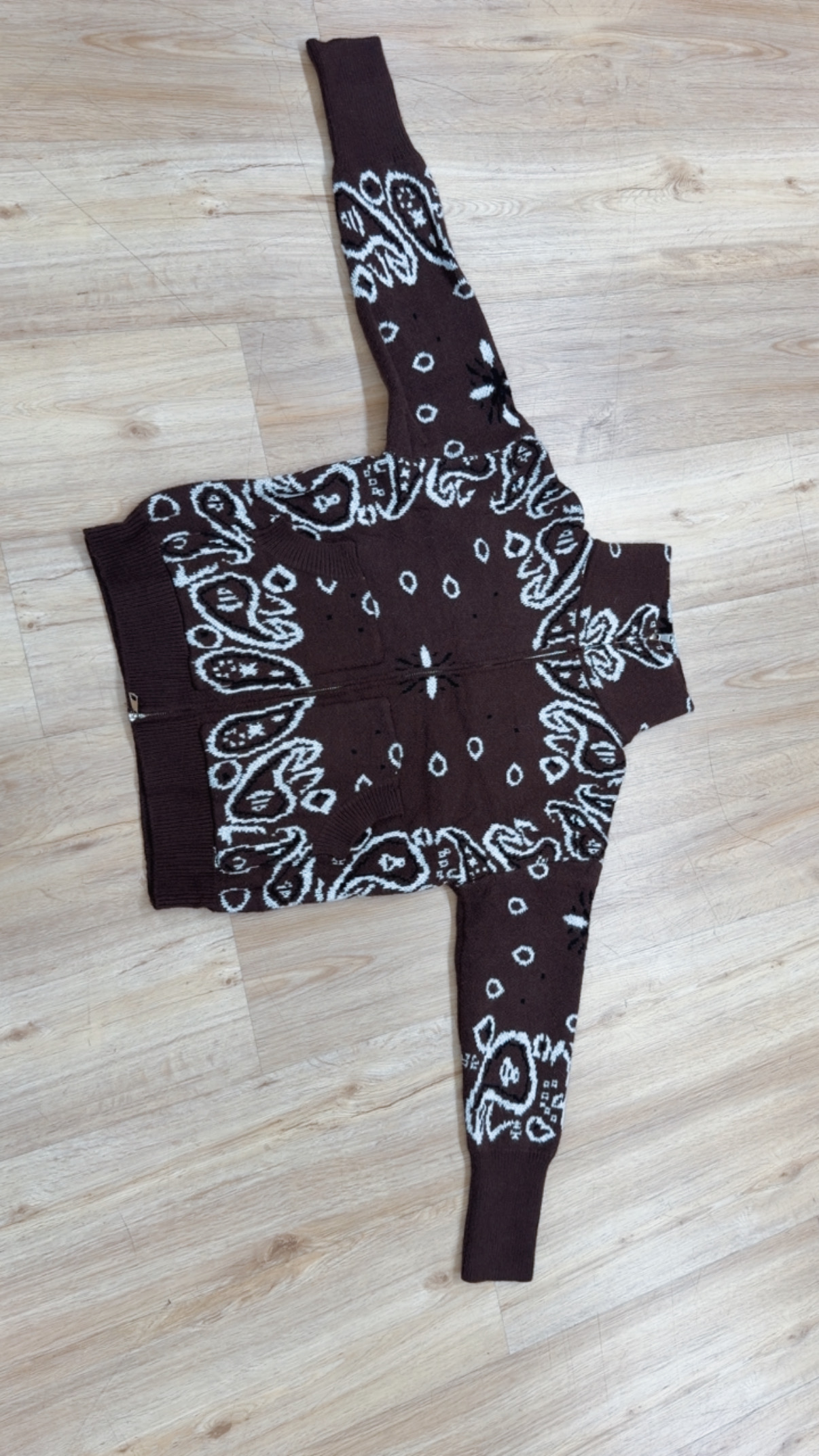 Zipper-Strickjacke mit Paisley-Muster SJ0165 I Made in Italy 34-40/42