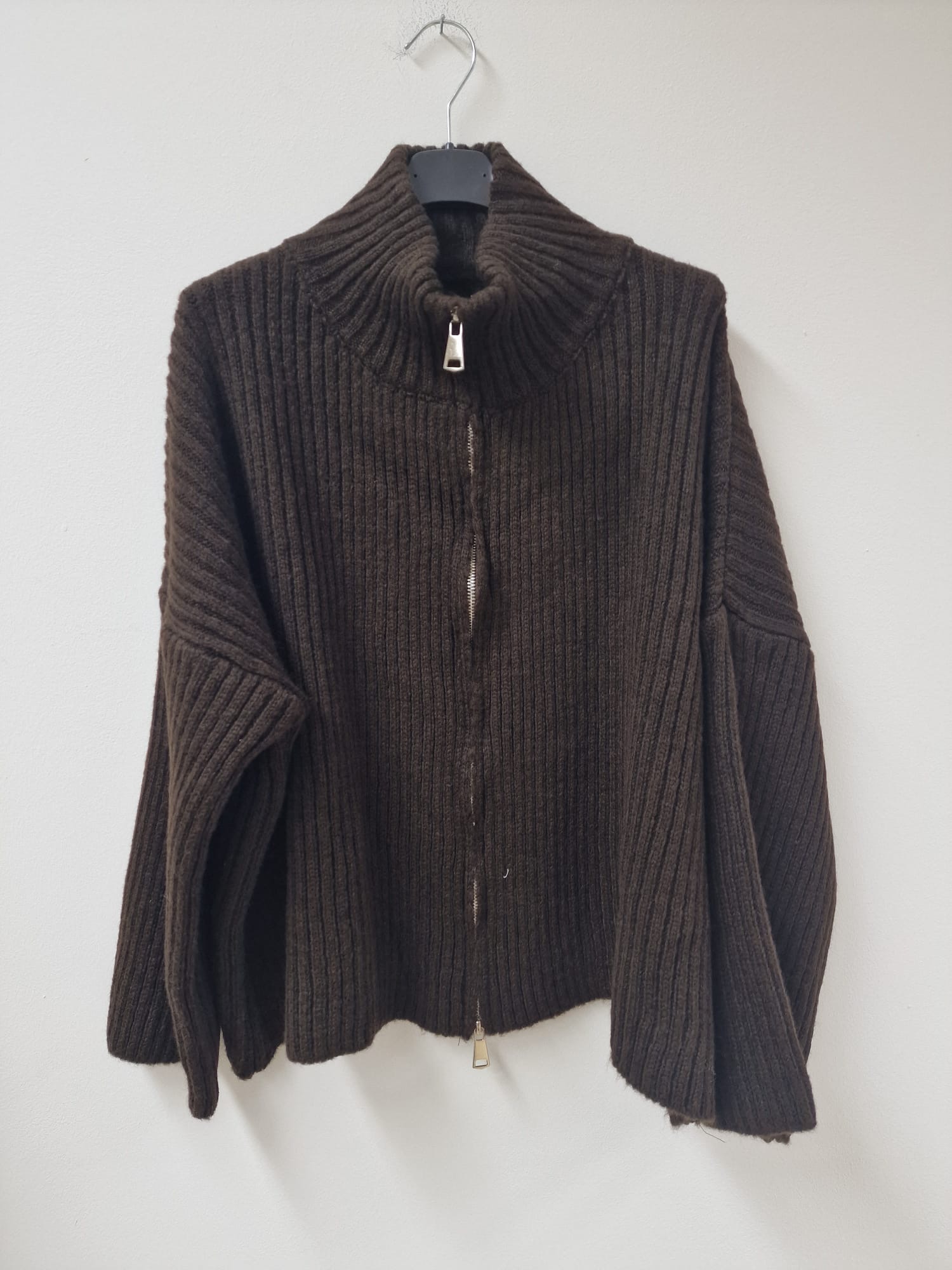 Uni Strickjacke mit Zwei-Wege-Zipper & breitem Rippkragen | SJ0103 | Made in Italy