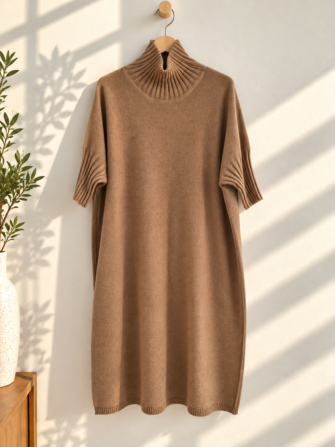 Strickkleid mit Stehkragen Uni SK0018 I Made in Italy 34-44