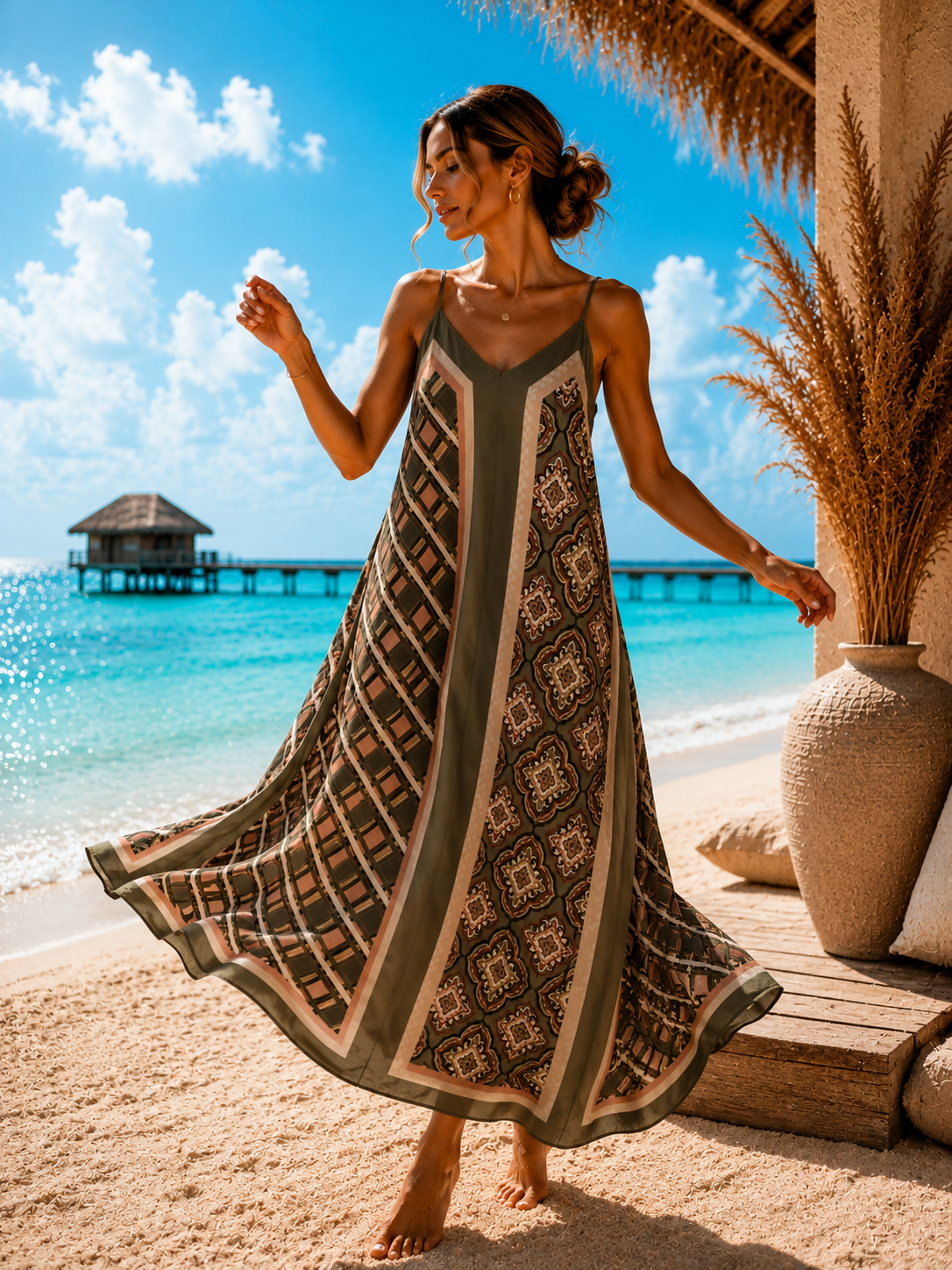 Maxikleid Cordelia Seide mit raffiniertem Wendedesign Made in Italy 34-40/42