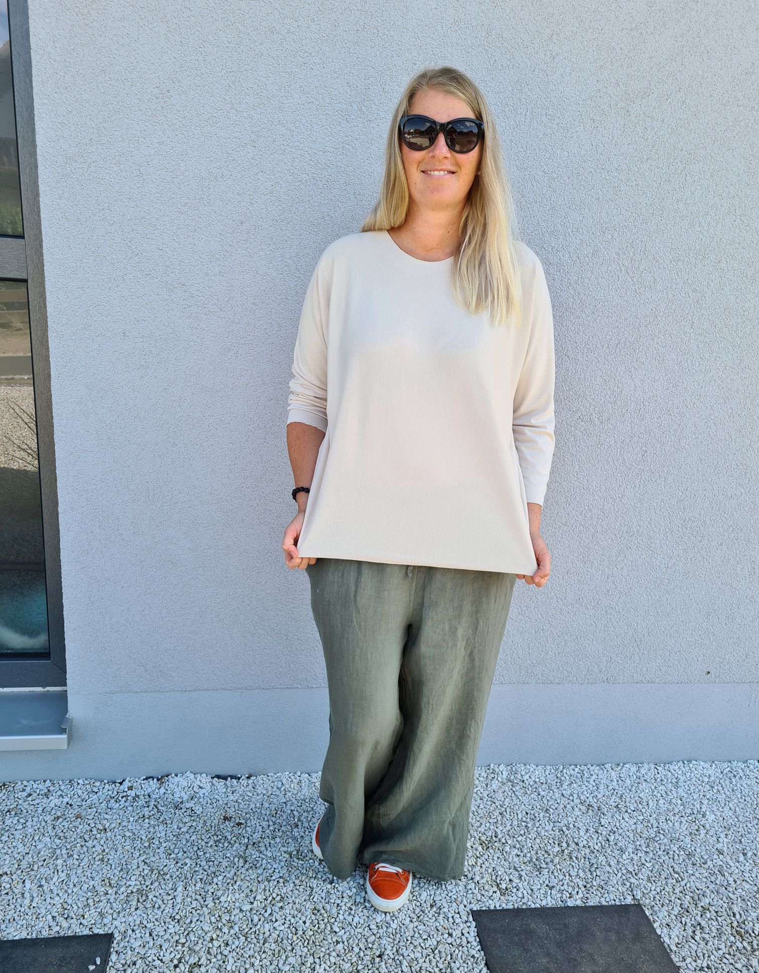 BASIC LONGSLEEVE RUBY CREME leichter Pullover 34-42 Made in Italy Layer Shirt BASIC LONGSLEEVE RUBY CREME leichter Pullover 34-42 Made in Italy Layer Shirt