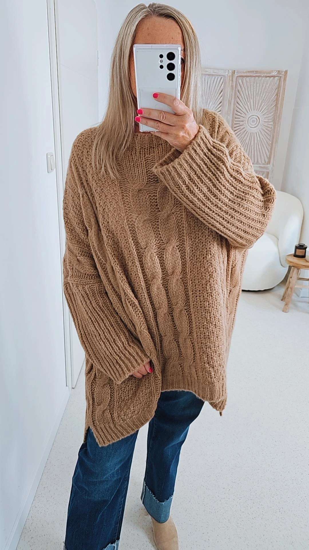 STRICKPULLOVER ZOPFMUSTER TARA Oversize Pullover Made in Italy 36 - 48/50 STRICKPULLOVER ZOPFMUSTER TARA Oversize Pullover Made in Italy 36 - 48/50