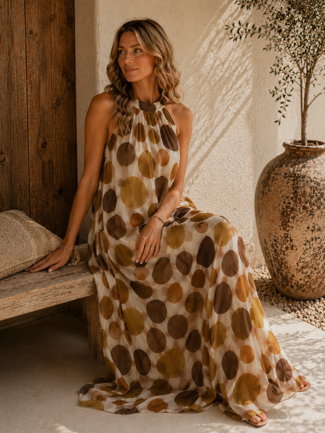 Polka Dots Kleid Zakynthos – Made in Italy | Passend bis zu einer guten Größe 42