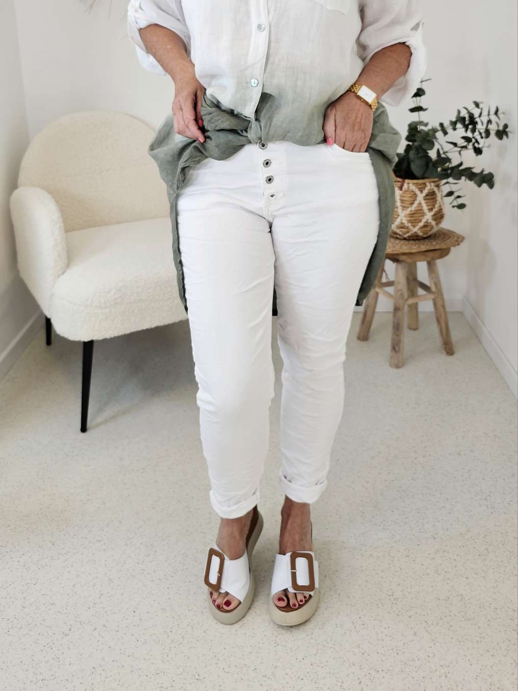 BASIC JEANS VESNA WHITE WEISS Italy Style Variantenartikel Hose