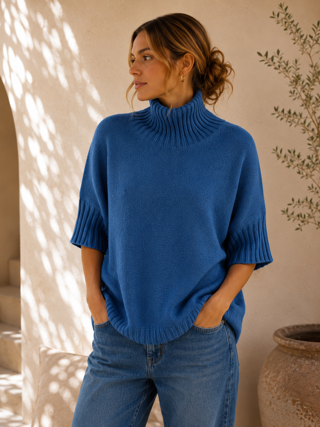 Strickpullover mit Stehkragen & Rippenstrick I NO. SP0017 I Made in Italy 34-42/44