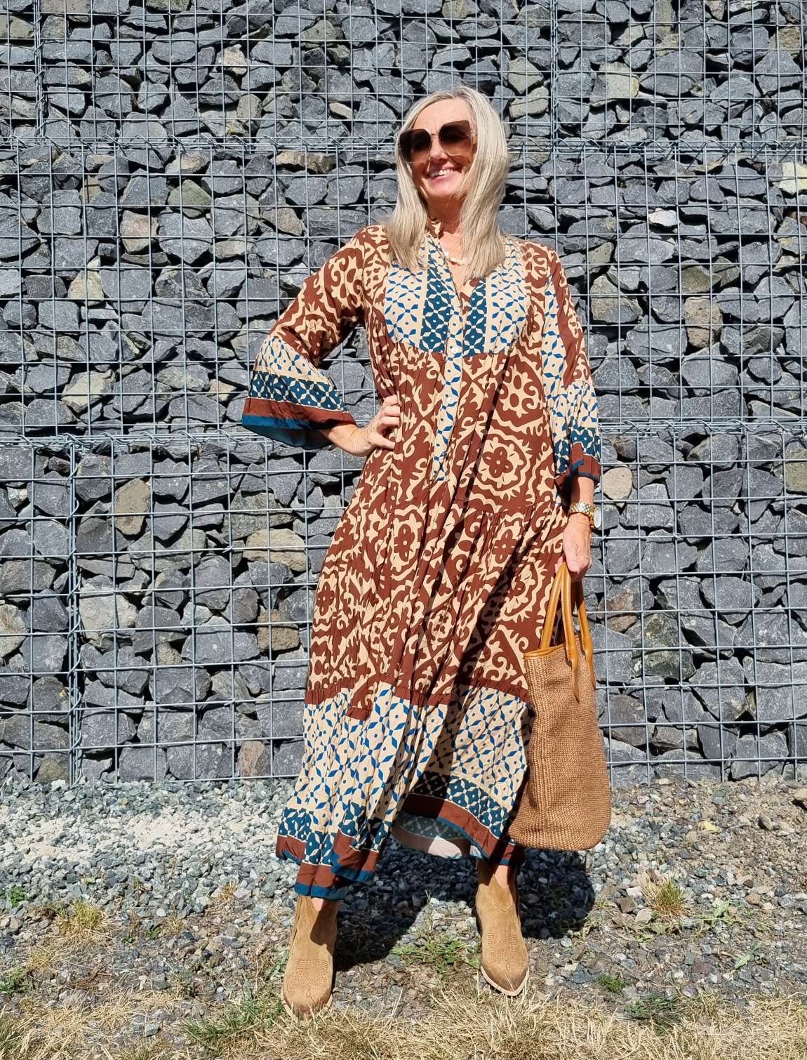 MAXI TUNIKA DRESS IRINA BRAUN 34-42 Made in Italy langes Kleid Hängerchen Tunikakleid MAXI TUNIKA DRESS IRINA BRAUN 34-42 Made in Italy langes Kleid Hängerchen Tunikakleid