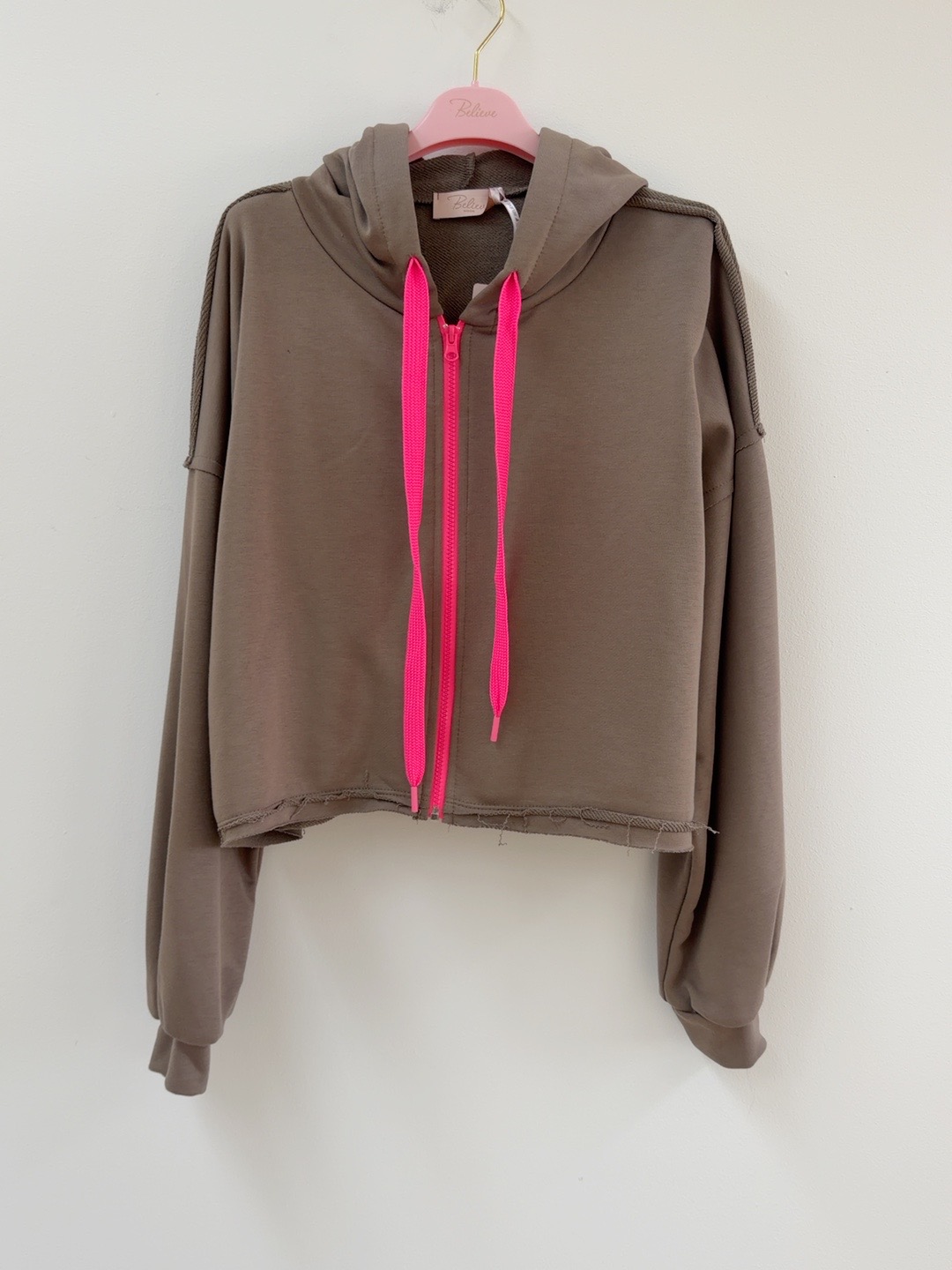 Cropped Kapuzenjacke im Used-Look I SJ0059 I Made in Italy 34-42