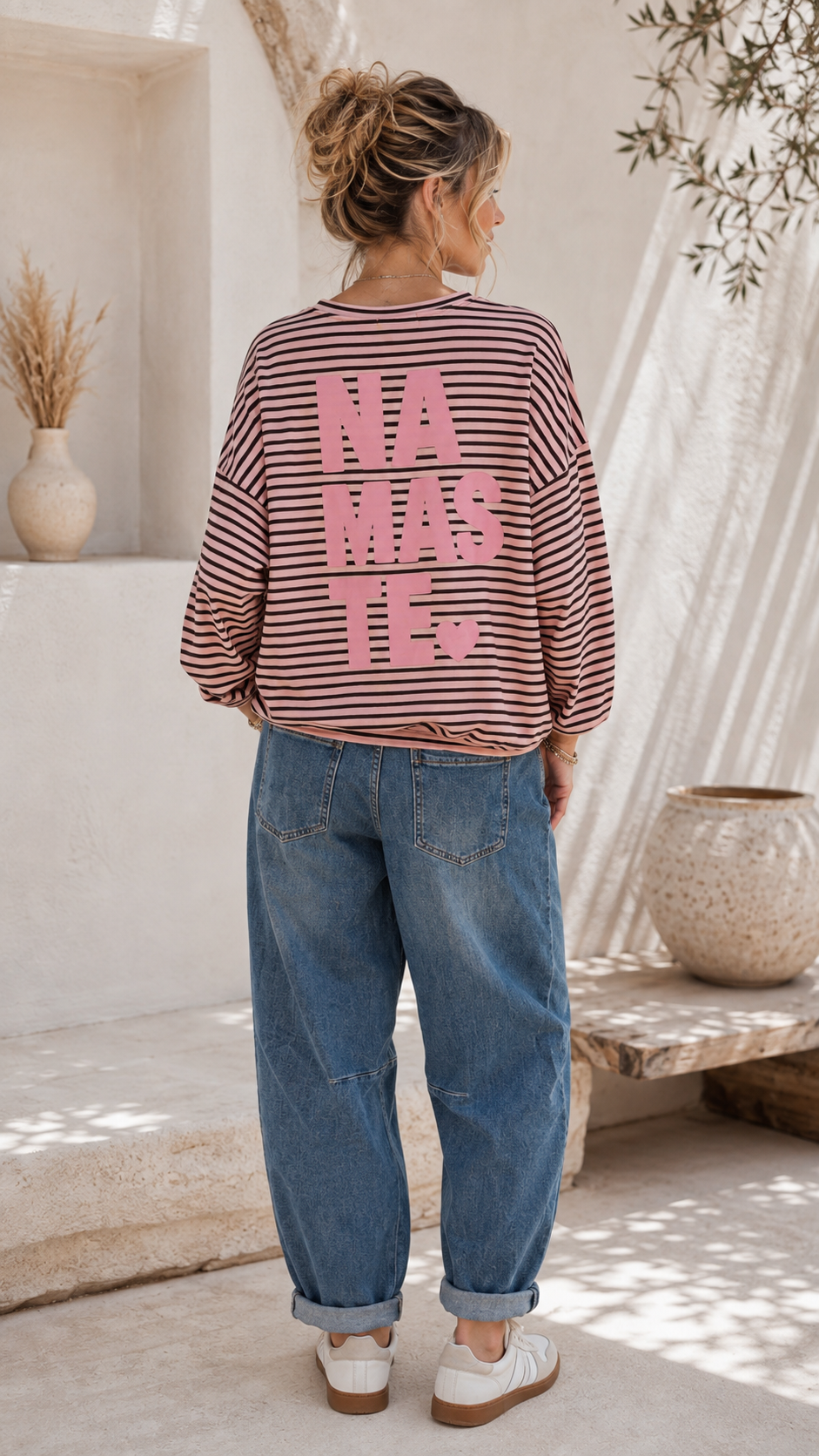 Sweatshirt – Sweater No. SW013 | Streifenlook | Oversize | Made in Italy | passend bis Gr. 42/44