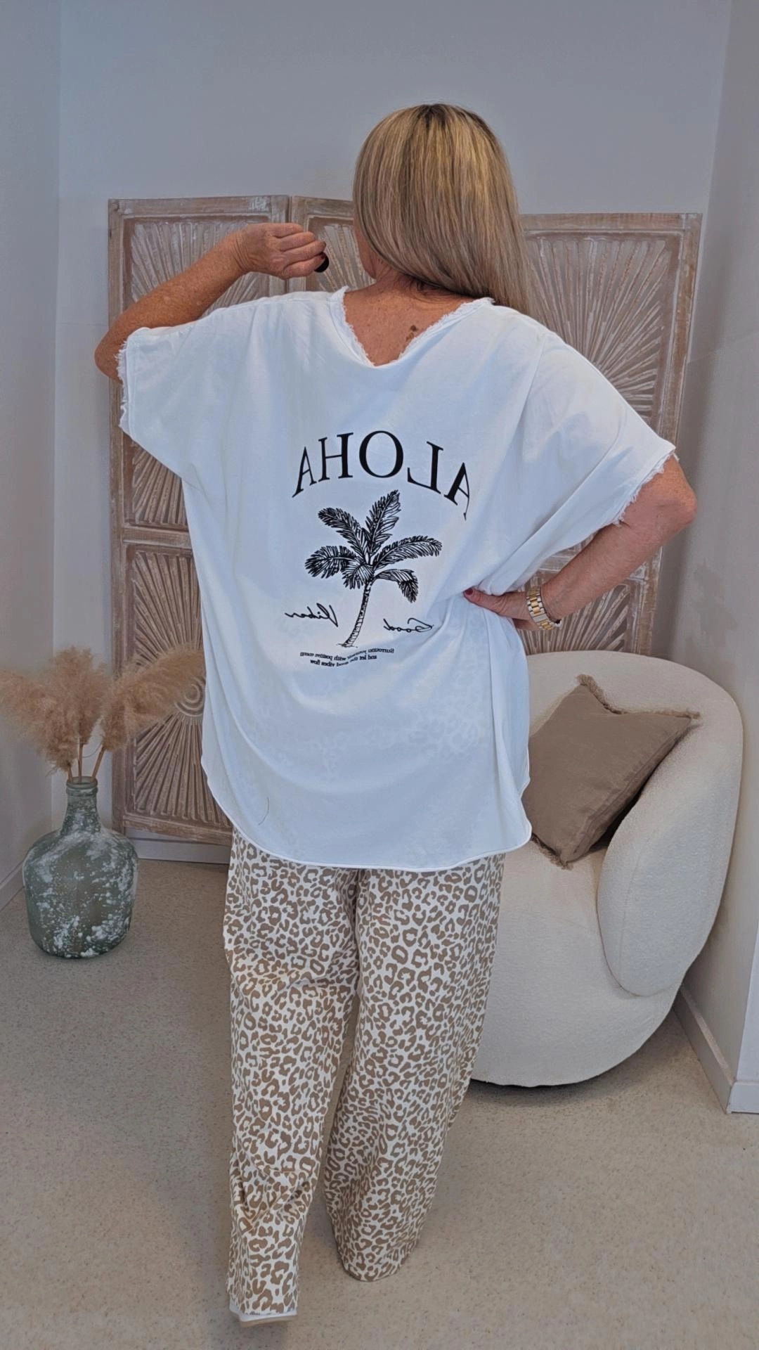 BASIC SHIRT ALOHA PALMS STONEWASHED VOKUHILA Made in Italy 34-44/46