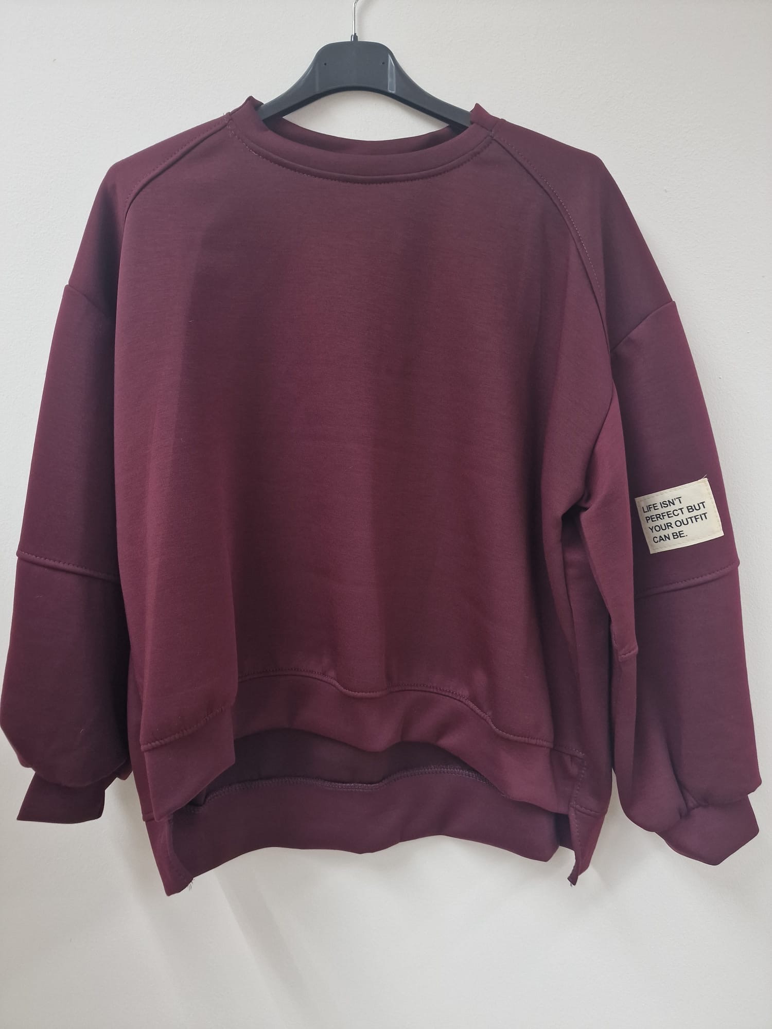 Butterstoff-Sweatshirt uni mit Statement-Patch – SW0094 Made in Italy Gr 34-42