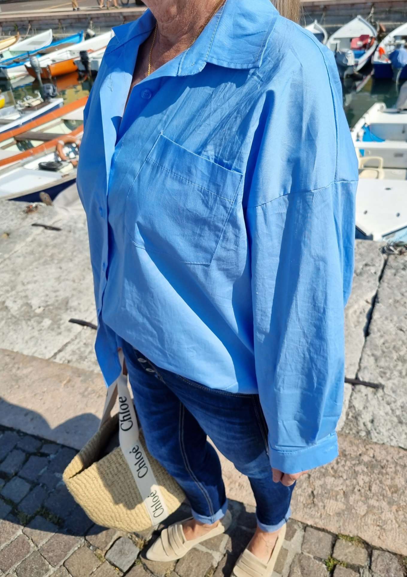 BASIC BLUSE NADINE SHORT HELLBLAU Made in Italy 34-42 Hemd Shirt BASIC BLUSE NADINE SHORT HELLBLAU Made in Italy 34-42 Hemd Shirt