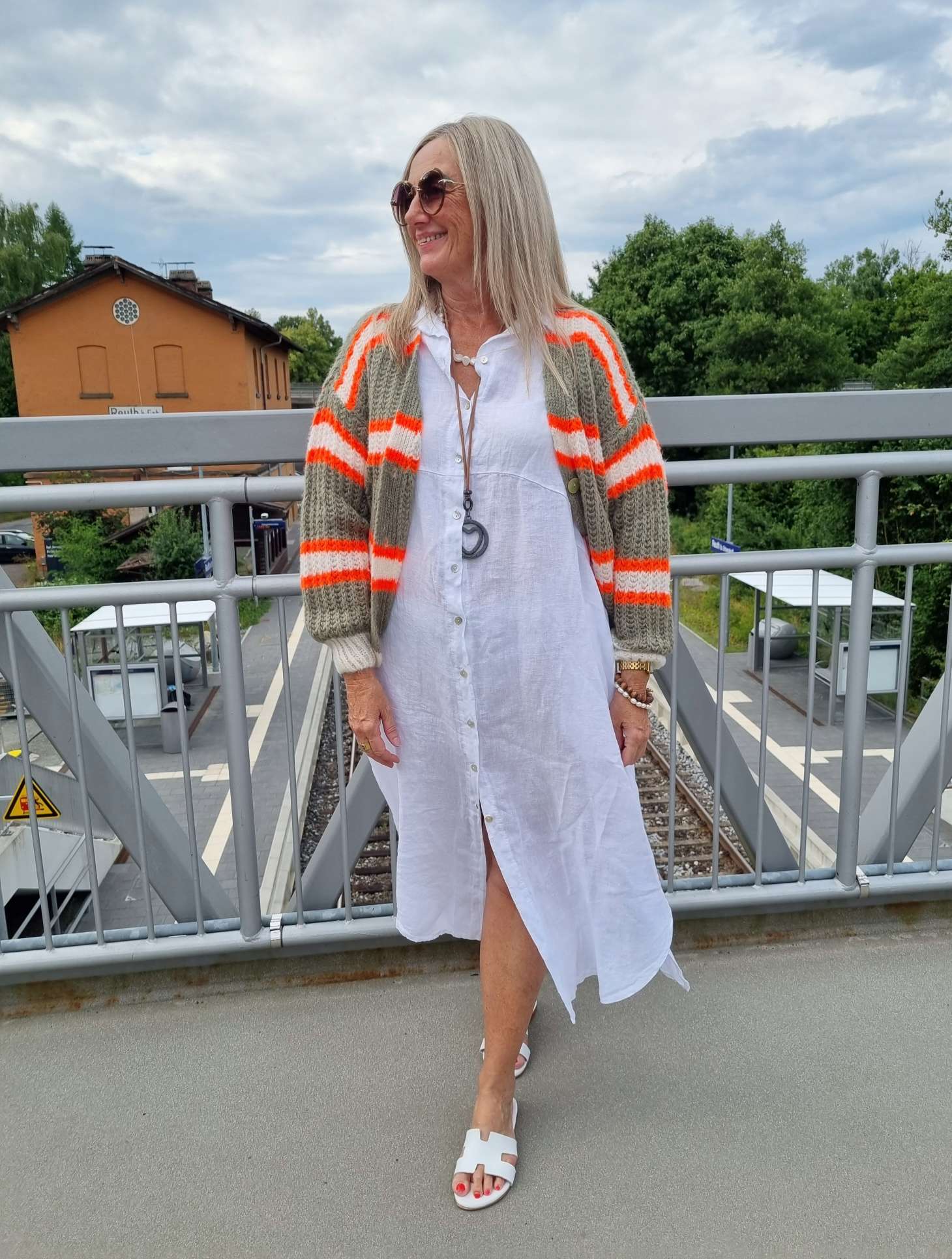 LINEN DESS WILMA WEISS 34-42 Made in Italy Leinen Kleid Long Bluse Mantel LINEN DESS WILMA WEISS 34-42 Made in Italy Leinen Kleid Long Bluse Mantel