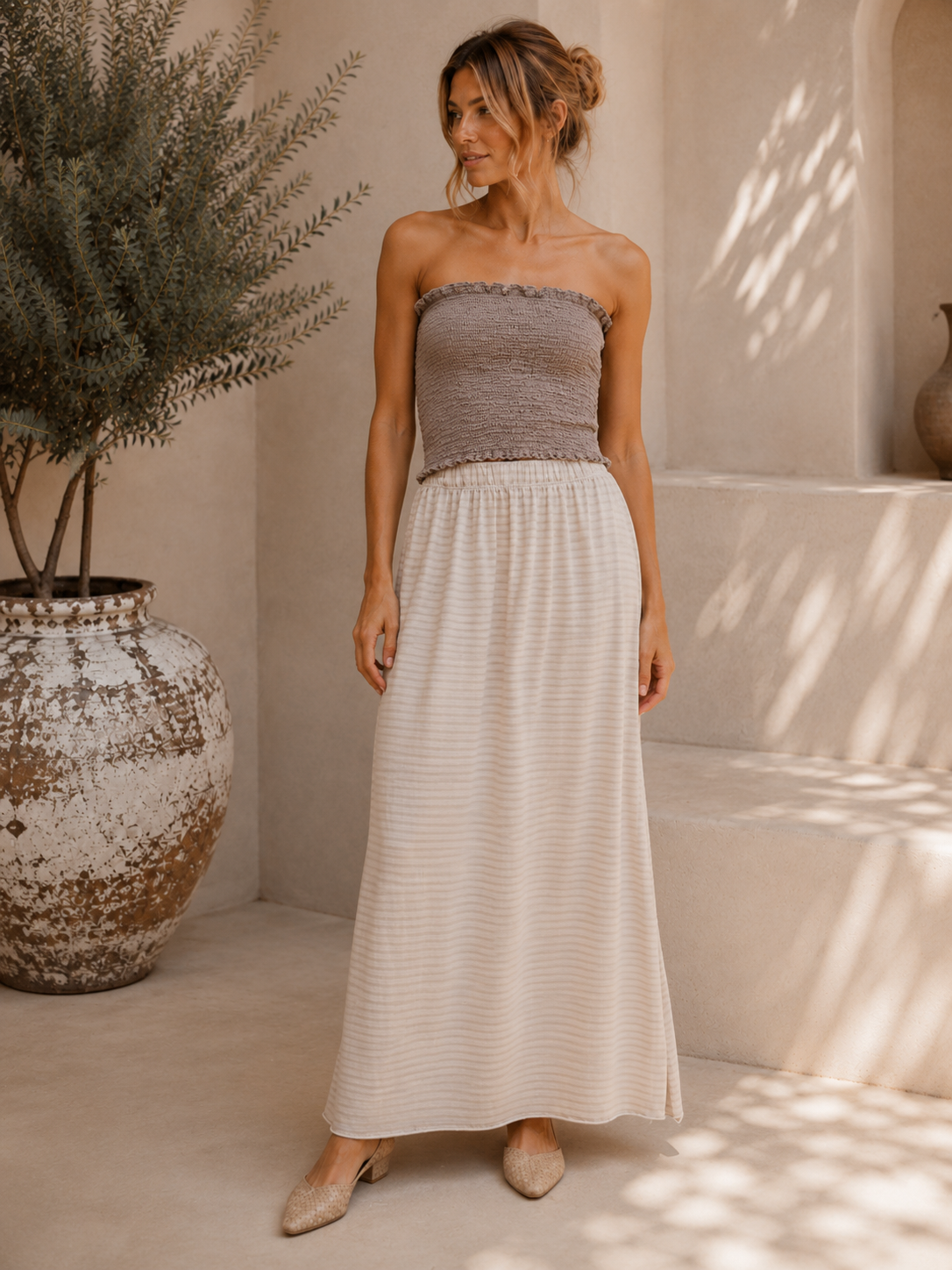 Maxirock Talea – gestreifter Lieblingsrock mit Seitenschlitzen Made in Italy 34-40/42 Skirt