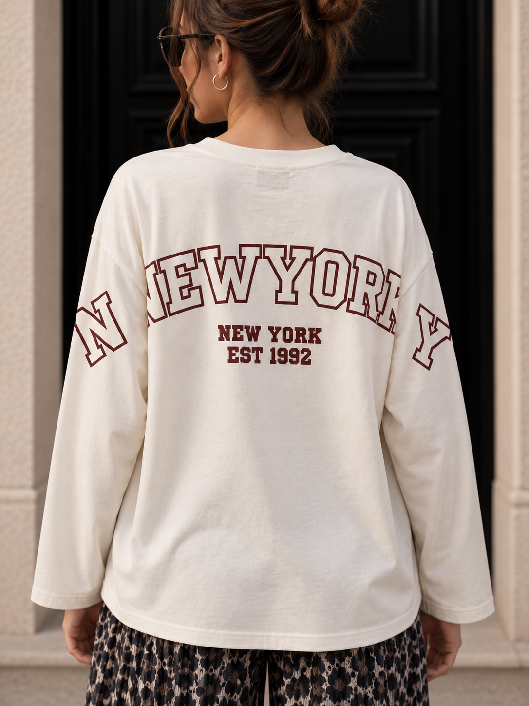 Longsleeve mit New York Statement-Print LS0063 I Made in Italy 34-42/44