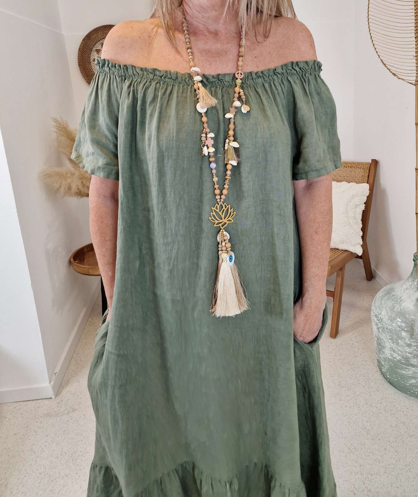 LINEN TUNIKA DRESS LUISE KHAKI 34-42 Made in Italy Leinen Kleid Leinenkleid Linendress LINEN TUNIKA DRESS LUISE KHAKI 34-42 Made in Italy Leinen Kleid Leinenkleid Linendress