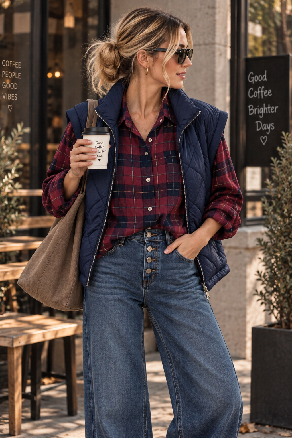 Cozy Flanell Karo Oversize-Bluse I BL0132 I 34-44 I Made in Italy