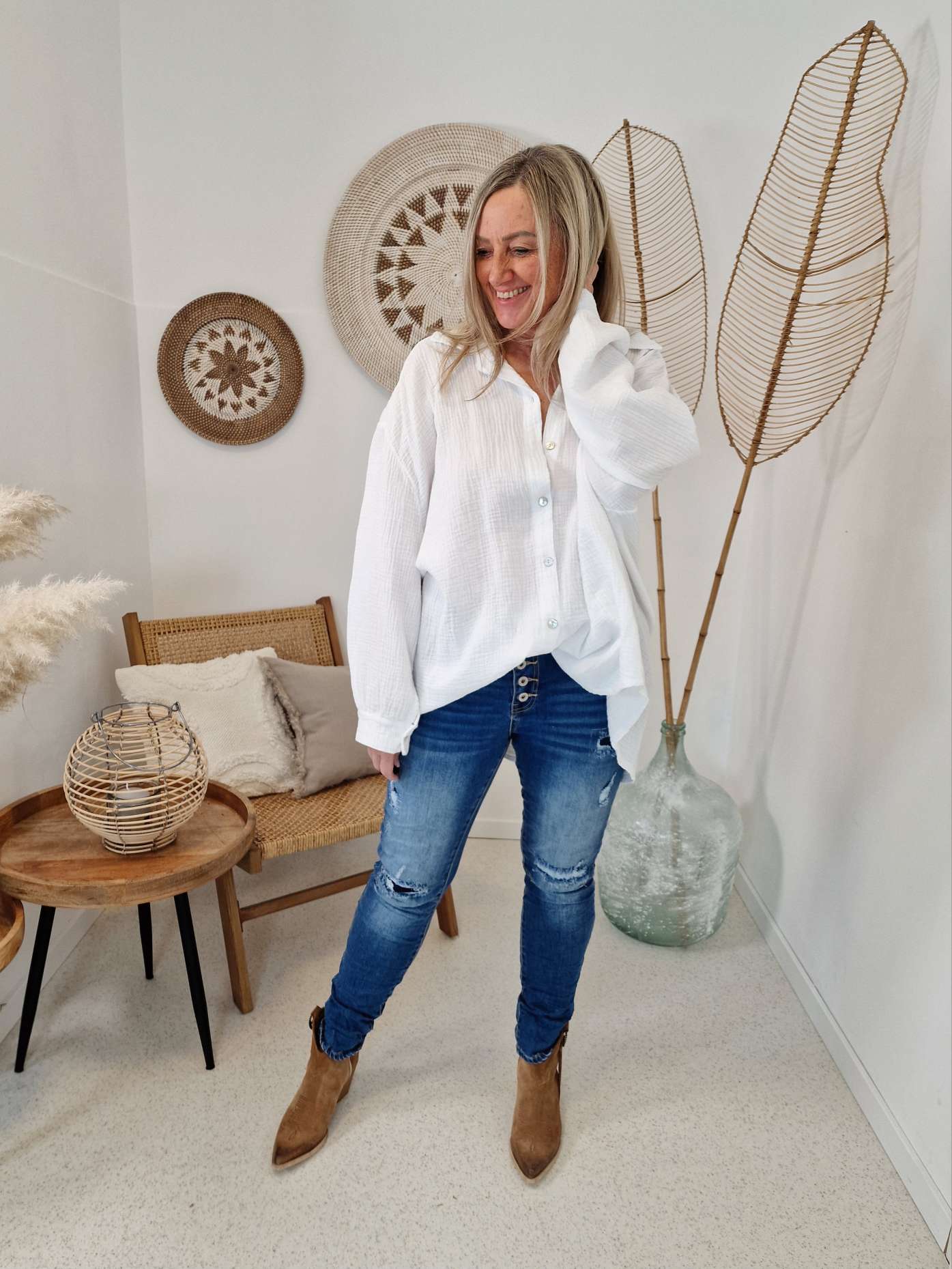 MUSSELIN OVERSIZE BLUSE KORFU WEISS 34-42 Made in Italy Longbluse Kleid Tunika Shirt Blusenjacke MUSSELIN OVERSIZE BLUSE KORFU WEISS 34-42 Made in Italy Longbluse Kleid Tunika Shirt Blusenjacke