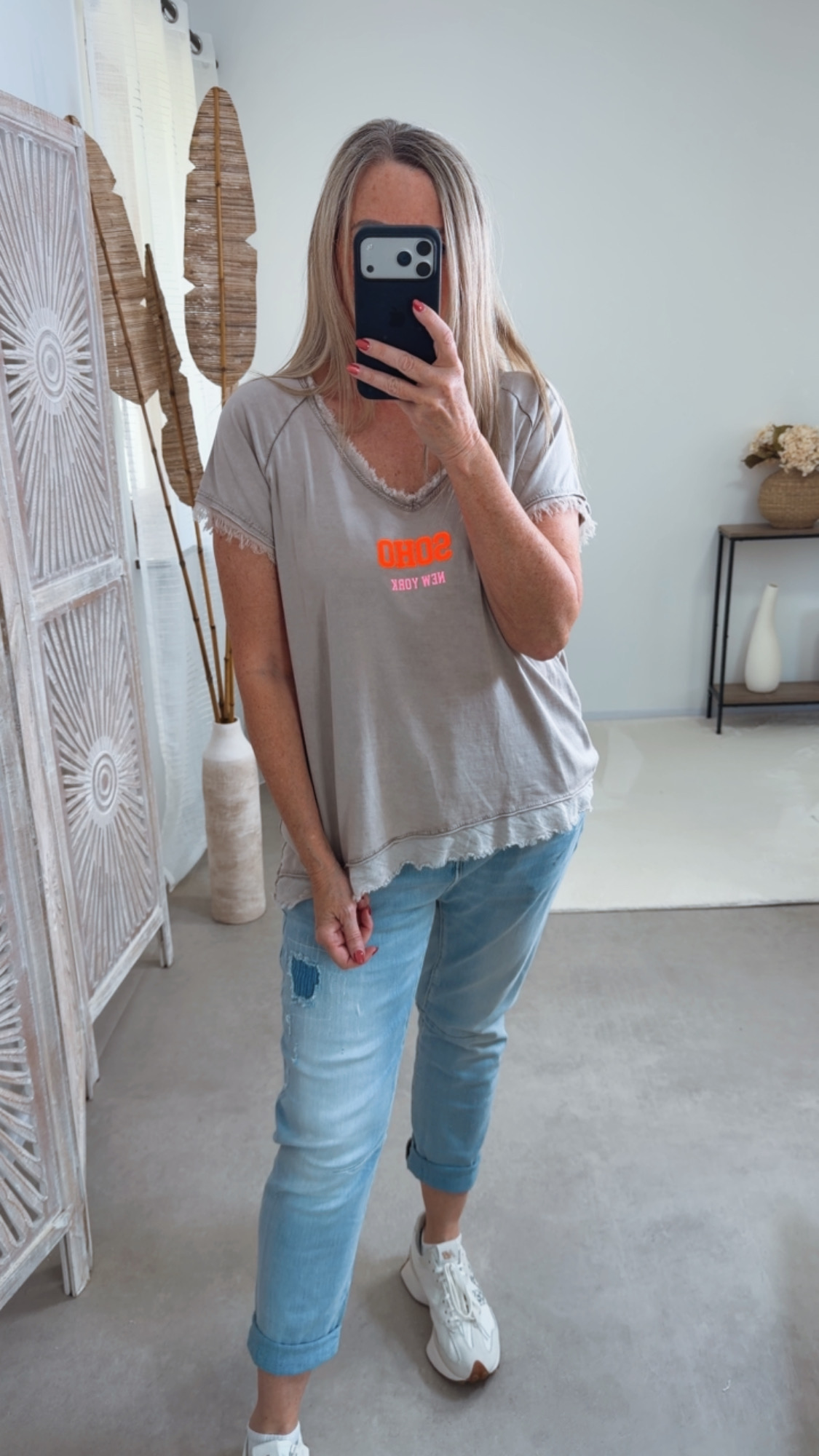 Basic T-Shirt „Marie Soho New York“ – Made in Italy 🌸 Größe 34 bis 42