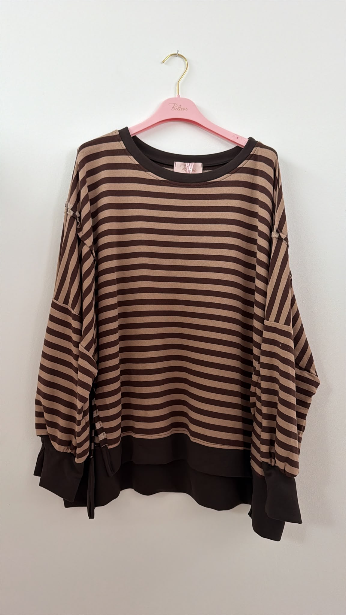 Sweater Charly mit Raw-Cut Details Stripes Made in Italy 34-44/46