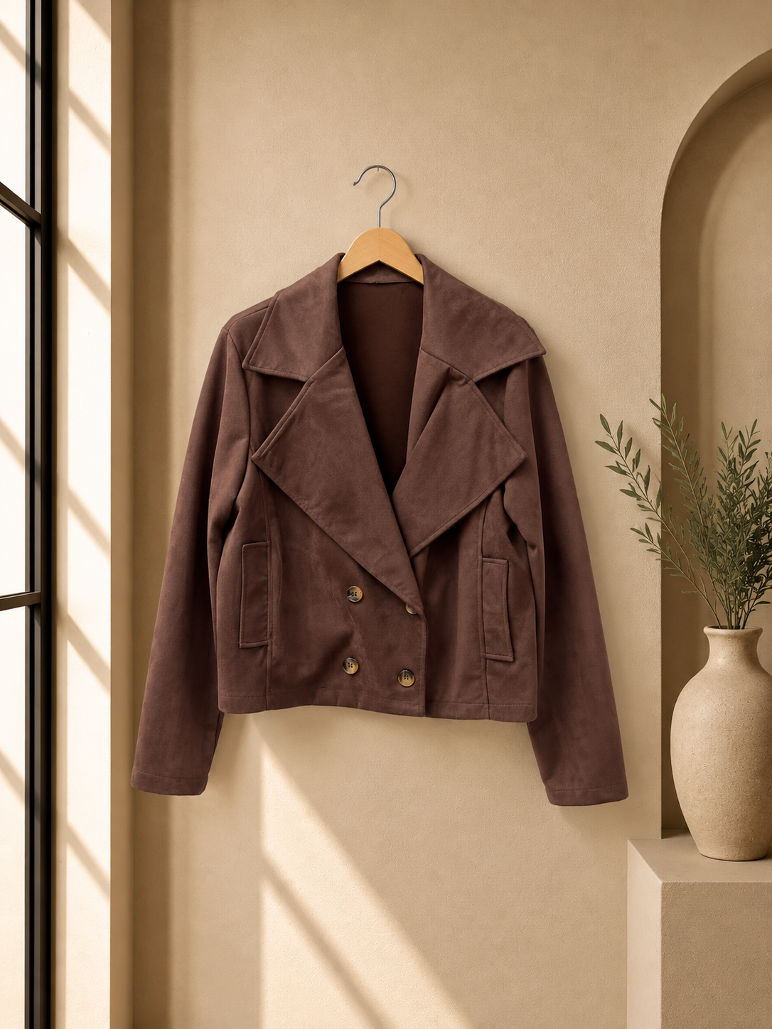 Jacke Veloursleder-Optik SCHOKO I J0041 I Made in Italy 34-42