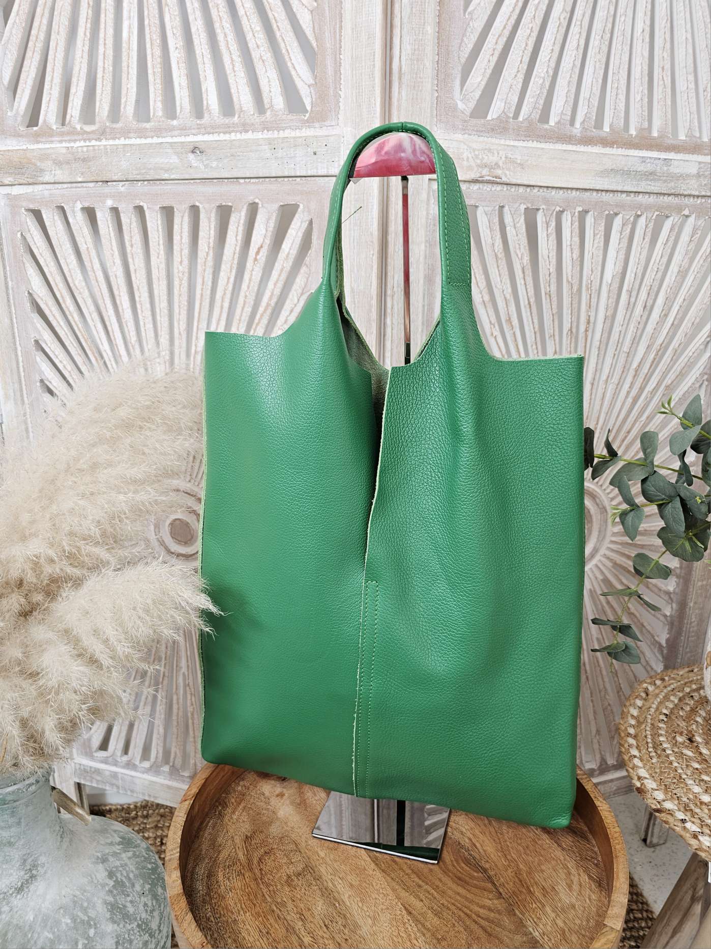 LEDER SHOPPER ADAM GRÜN Made in Italy Echtleder Tasche Schultertasche versch. Farben  