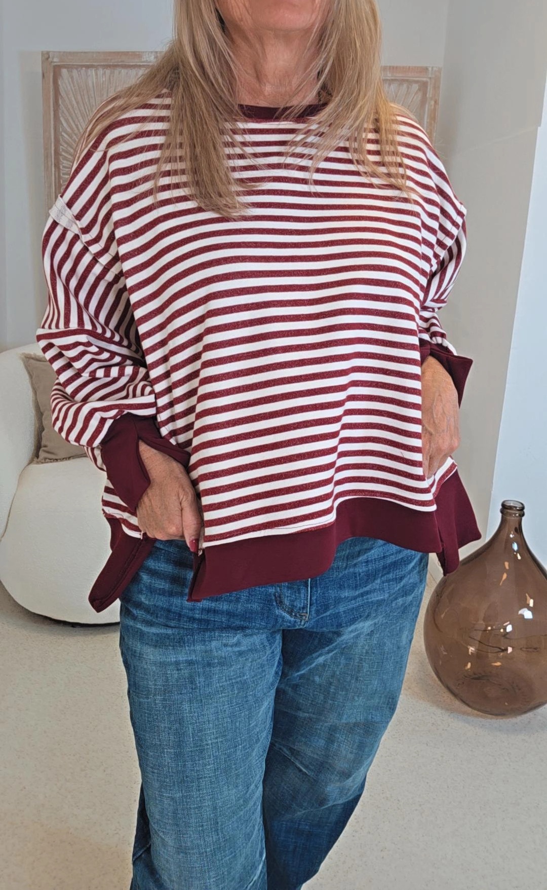 OVERSIZE SWEATER CARLOTA STREIFEN Made in Italy 34-44/46