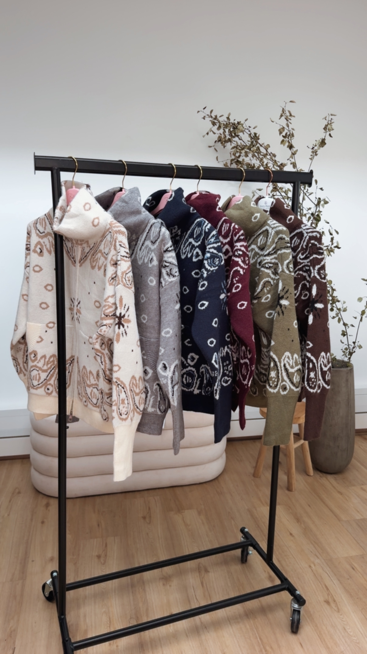 Zipper-Strickjacke mit Paisley-Muster SJ0165 I Made in Italy 34-40/42