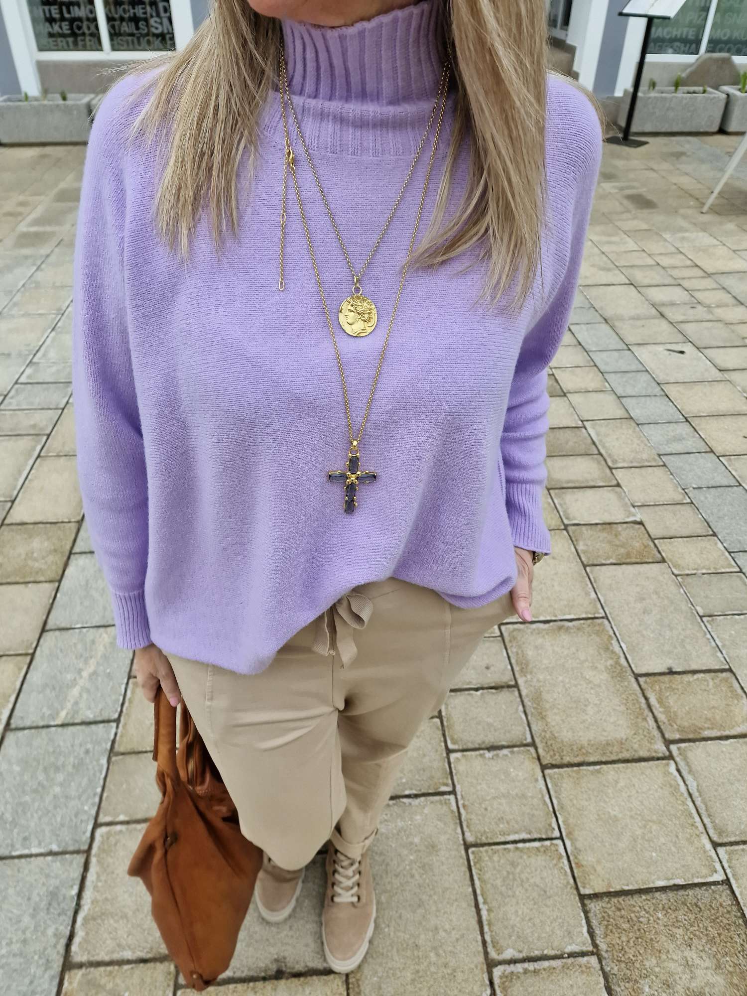 EDLER BASIC ROLLKRAGEN PULLOVER SAMANTHA FLIEDER 34-42 Made in Italy Strickpullover Sweatshirt 