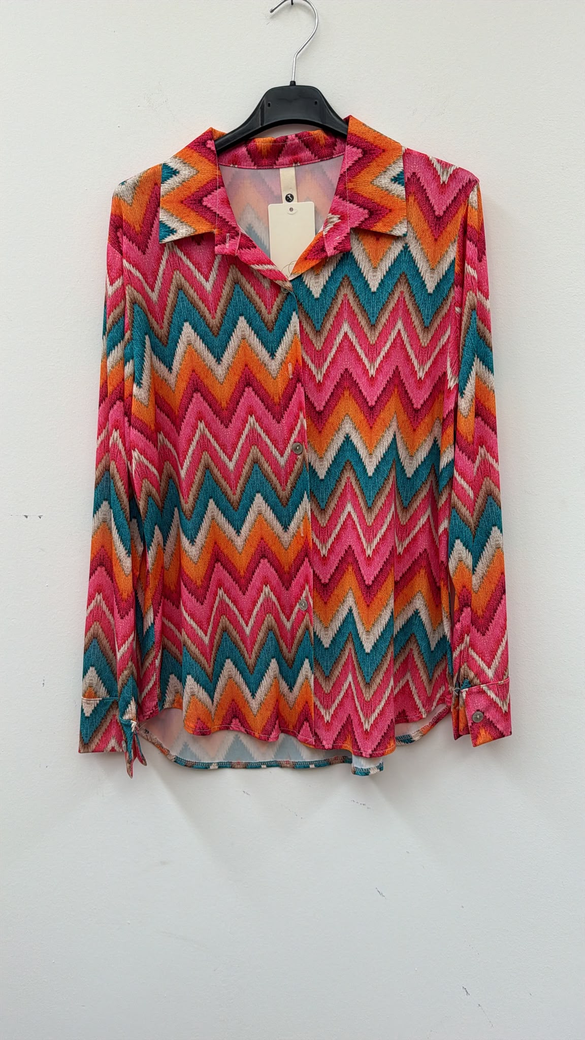 Bluse Esperanza – Edle Kofferbluse mit zickzack  Muster –  Made in Italy Gr 34-42