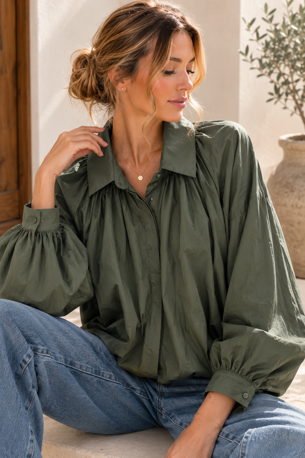 Ballonbluse „Vittoria“ – Made in Italy 🇮🇹  34-42 Basic Bluse